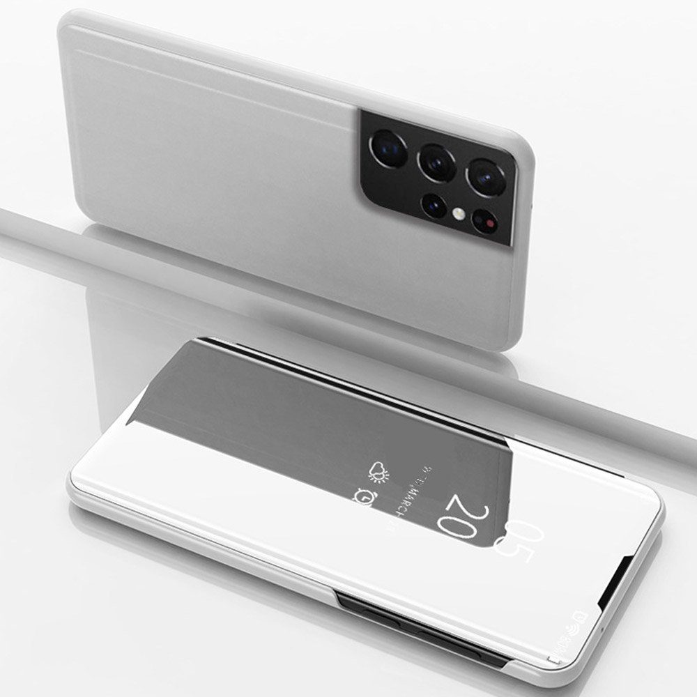 FITSU Handyhülle Spiegel Hülle für Samsung Galaxy S21 Ultra Handytasche, Schlanke Klapphülle, elegantes Flipcase, Handyhülle mit Standfunktion