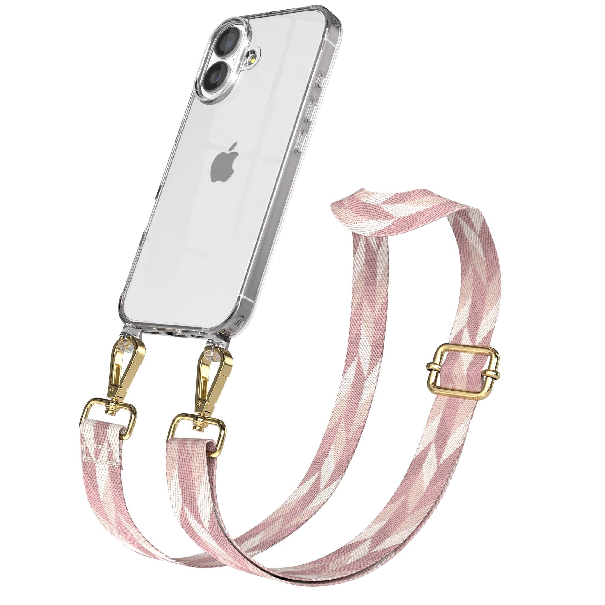 EAZY CASE Handykette Umhängeband für Apple iPhone 17 6,3 Zoll, Hülle mit Handyband Rosa Mix Necklace Style