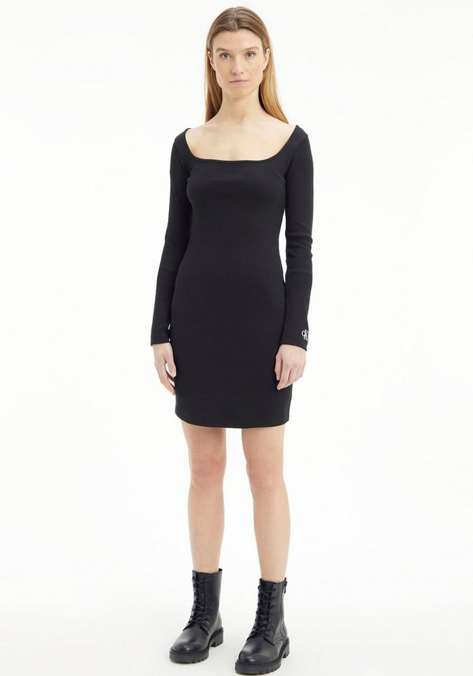 Calvin Klein Jeans Jerseykleid SQUARE NECK RIB DRESS mit Calvin Klein Jeans  Monogramm-Stickerei