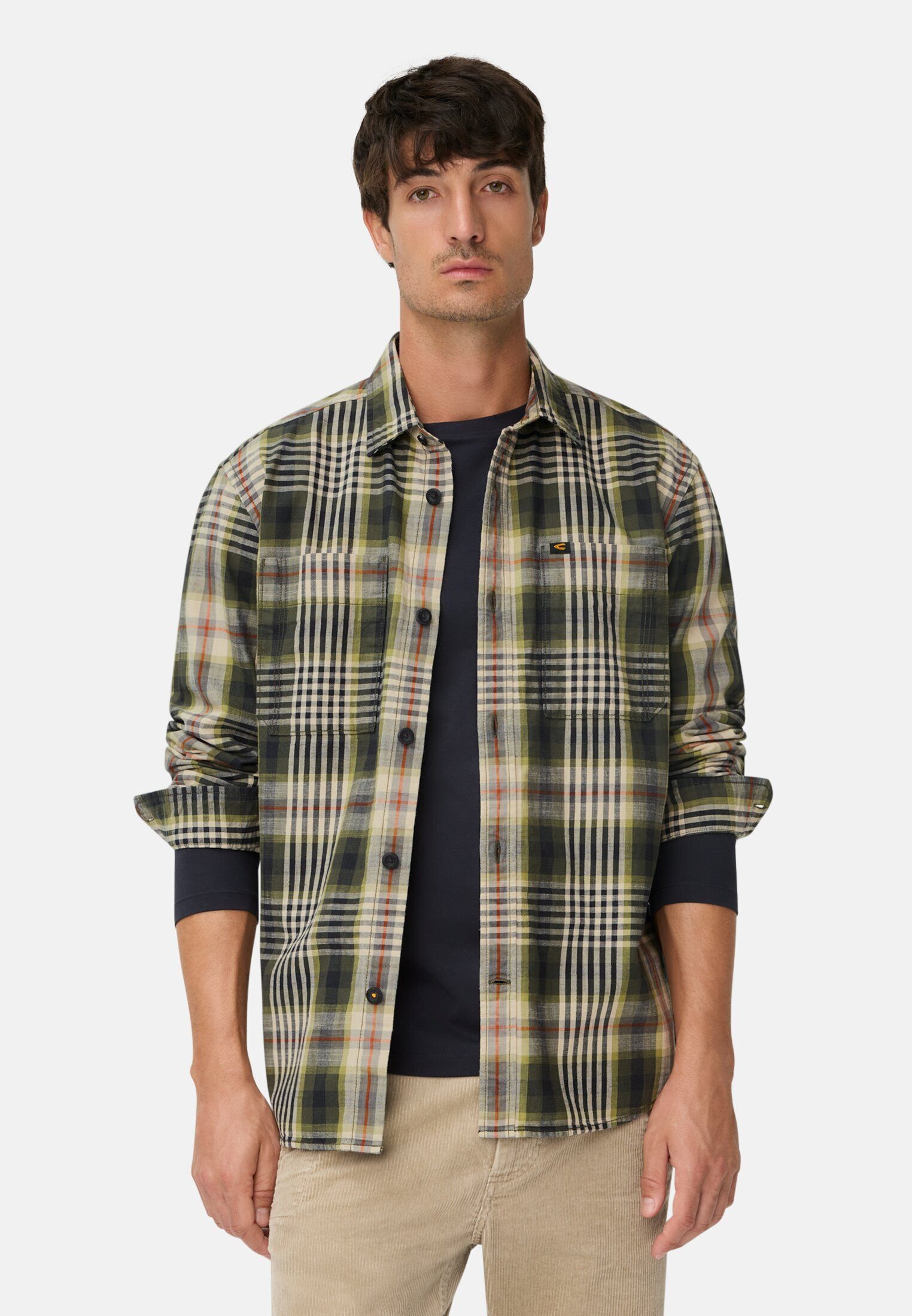 camel active Langarmhemd mit Kentkragen und Brusttaschen Langarm Button-Down