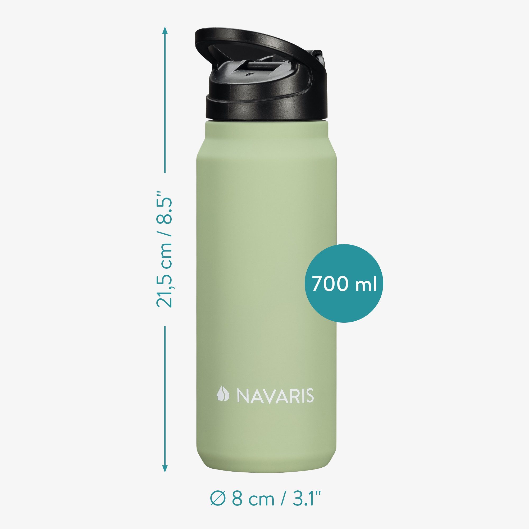 Edelstahl Navaris doppelwandig aus Trinkflasche 700ml Trinkflasche Kunststoff - und