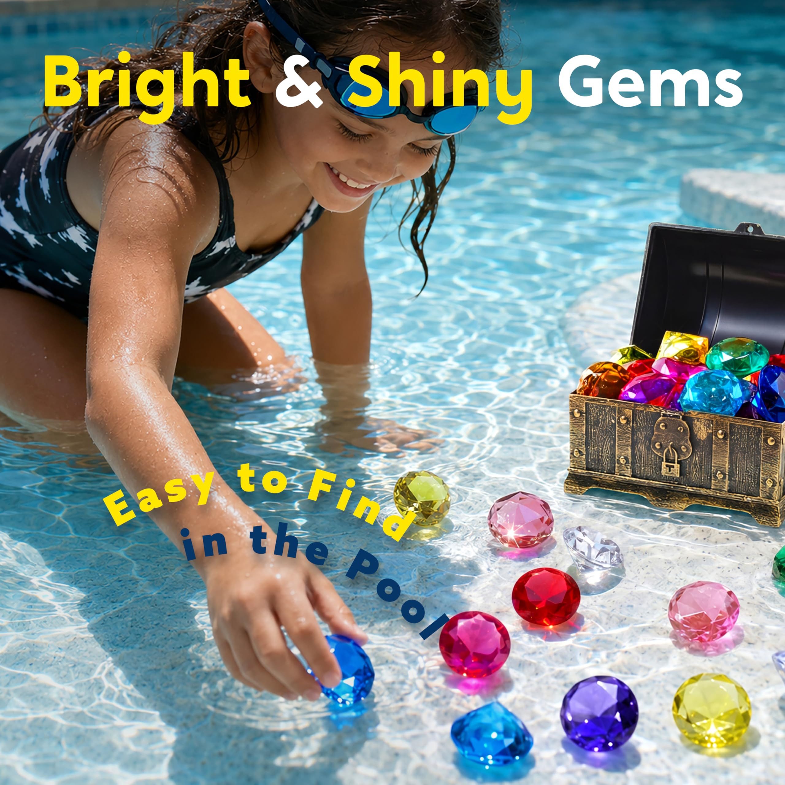 sloosh Tauchset SLOOSH Tauch-Edelsteine, Pool-Spielzeug, 16 große bunte Diamanten