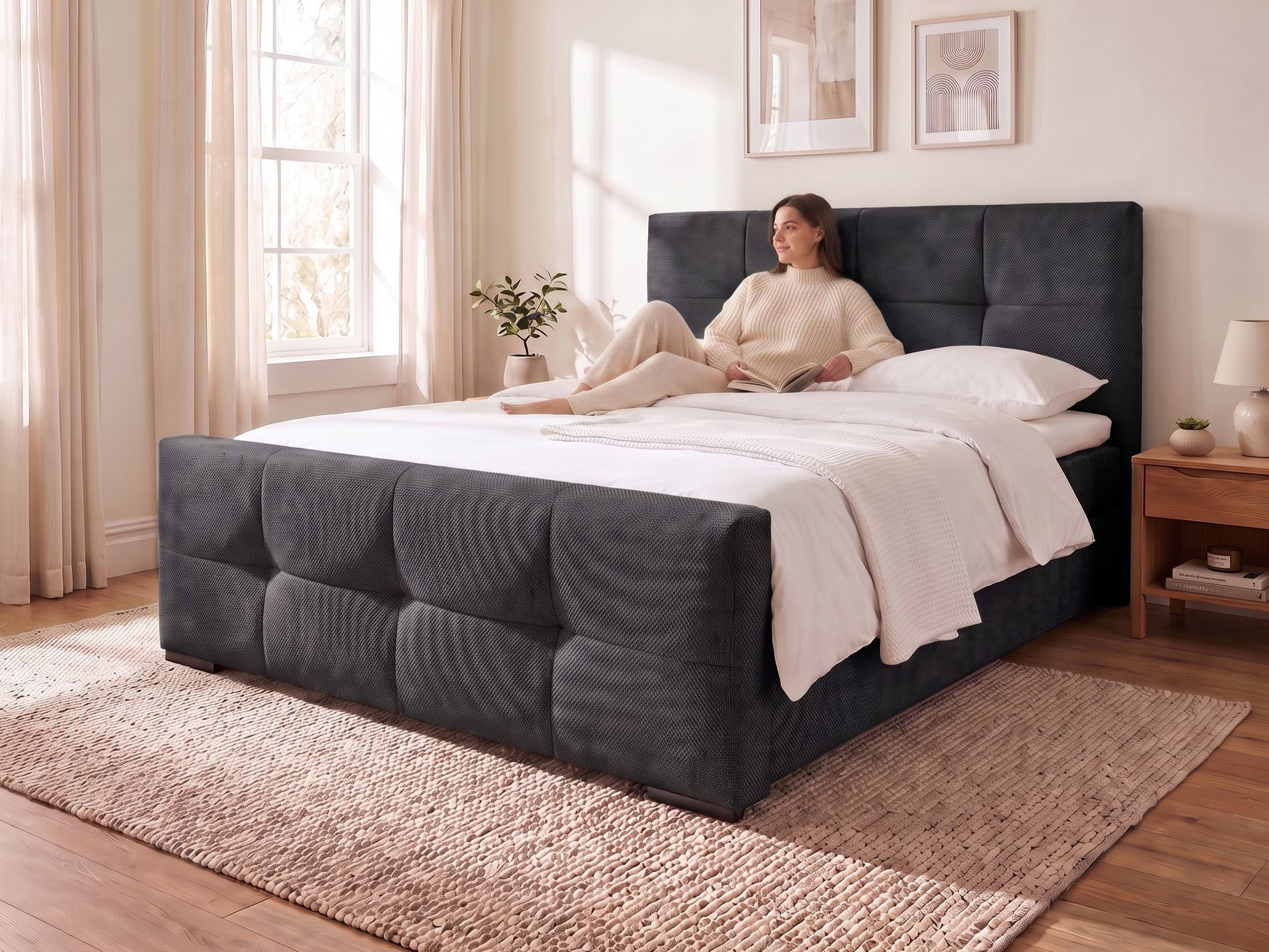 OTTO home Boxbett RISE, Polsterbett mit Bettkasten, inkl. Matratze H3, inkl. Kaltschaum-Topper, in verschiedenen Farben erhältlich