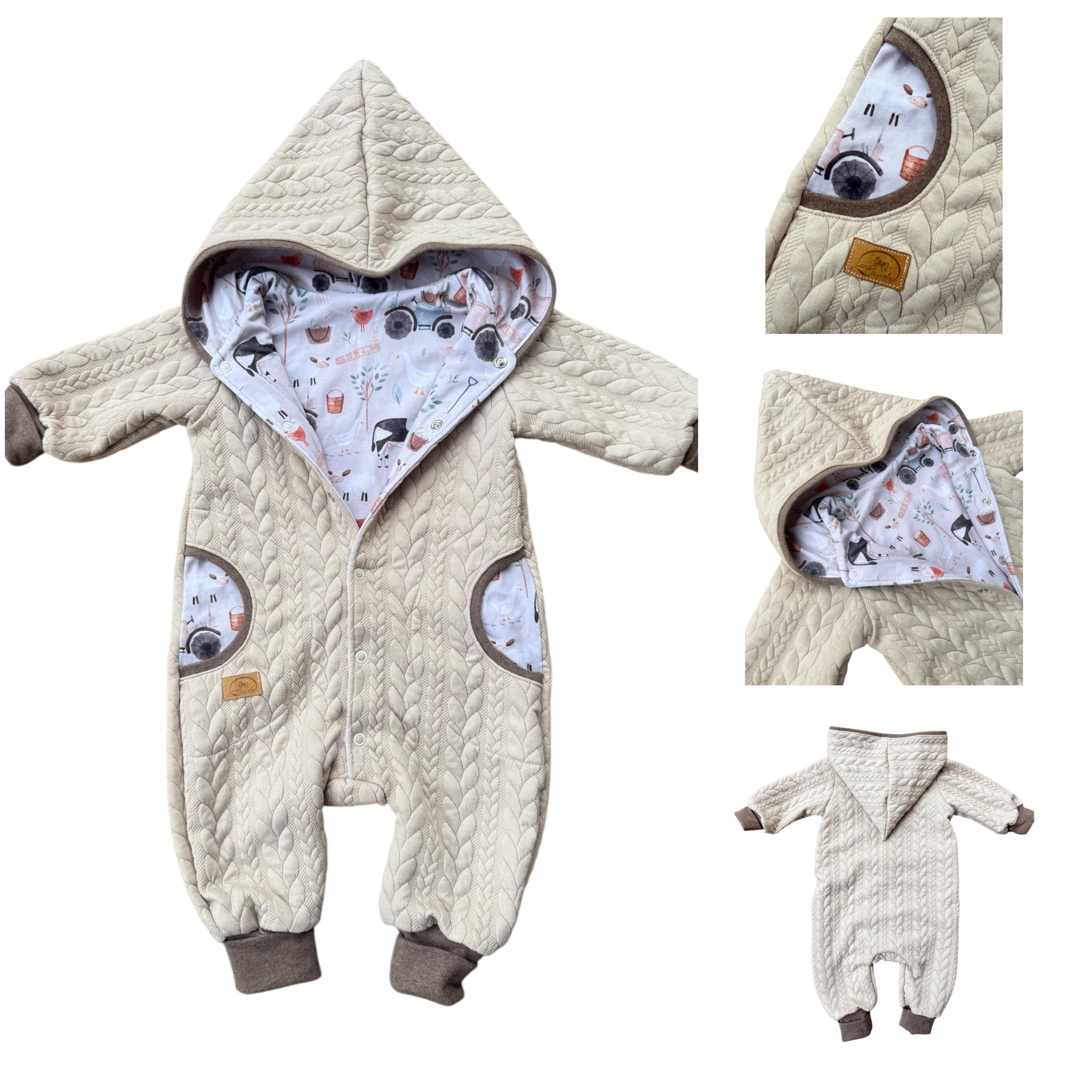Land-Juwelen Overall Baby Overall Bauernhof Cremeweiß