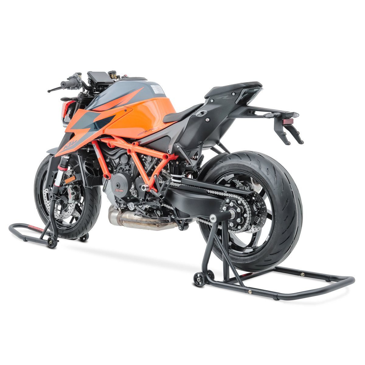 Motorradheber Einarm Montageständer Set für KTM 1290 Super Duke / R 14-23 hinten vor