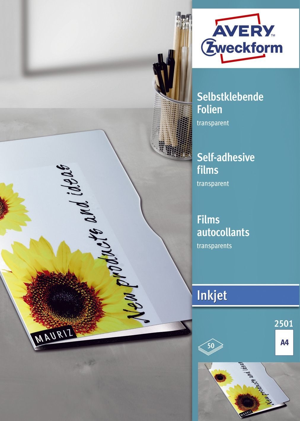 Avery Zweckform Dekorationsfolie 2501 2501 Transparente selbstklebende Folien DIN A4 spezialbeschichtet