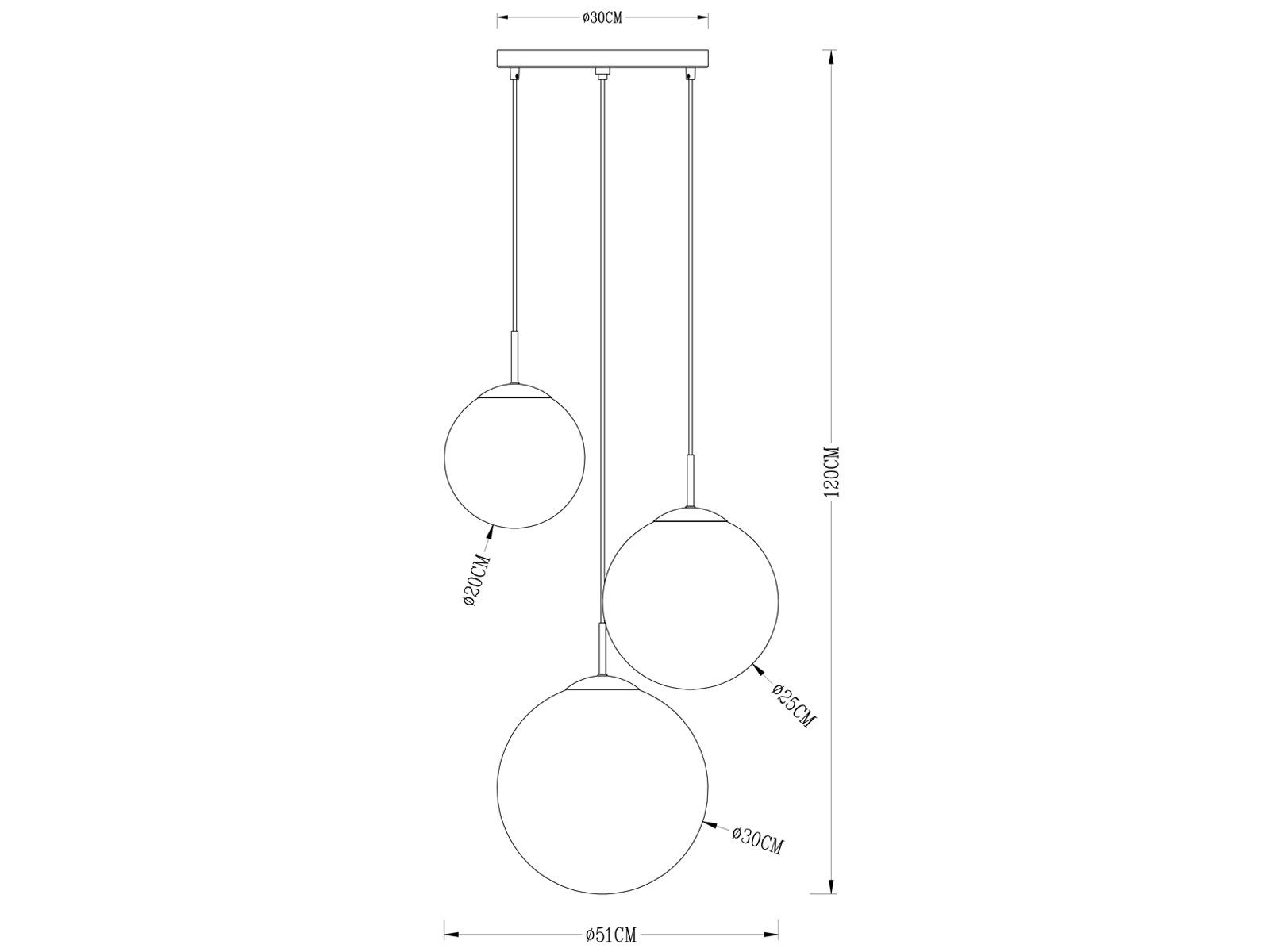 GLOBO LIGHTING LED Pendelleuchte, LED wechselbar, warmweiß, mehrere Glas-kugeln modern Designerlampe mehrflammig Treppenhaus Ø51cm