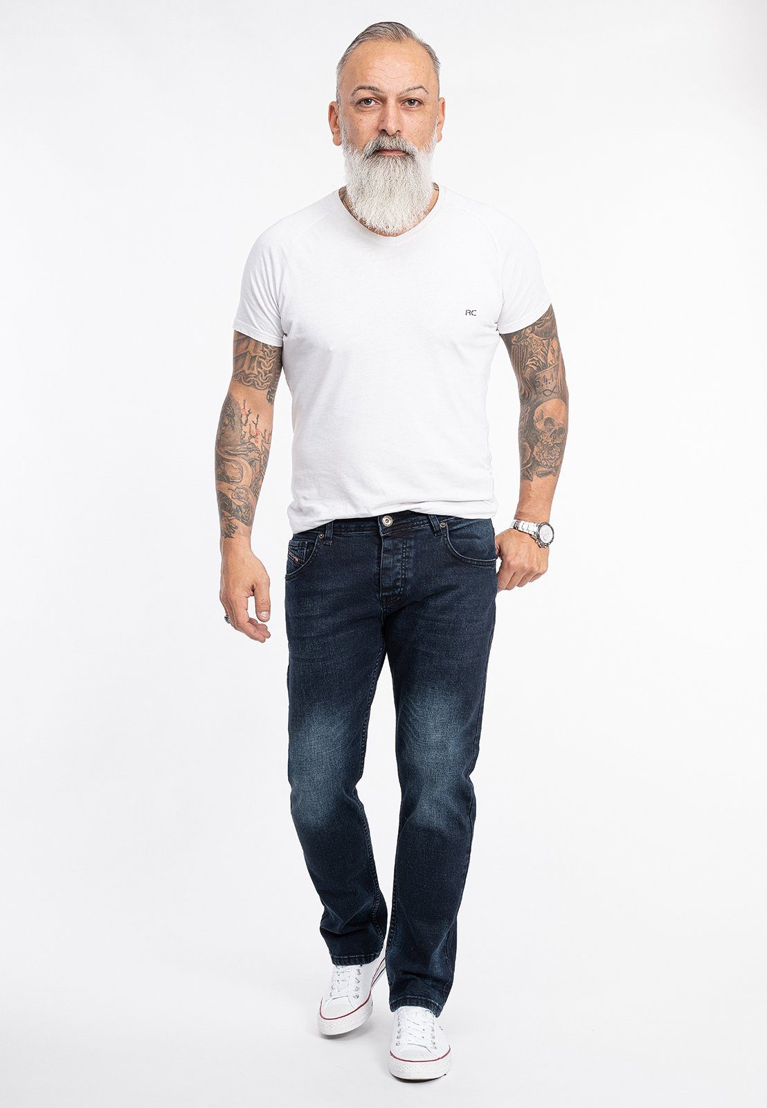 Rock Creek Straight-Jeans Herren Jeans Stonewashed Blau RC-2278 – Bild 4 von 4