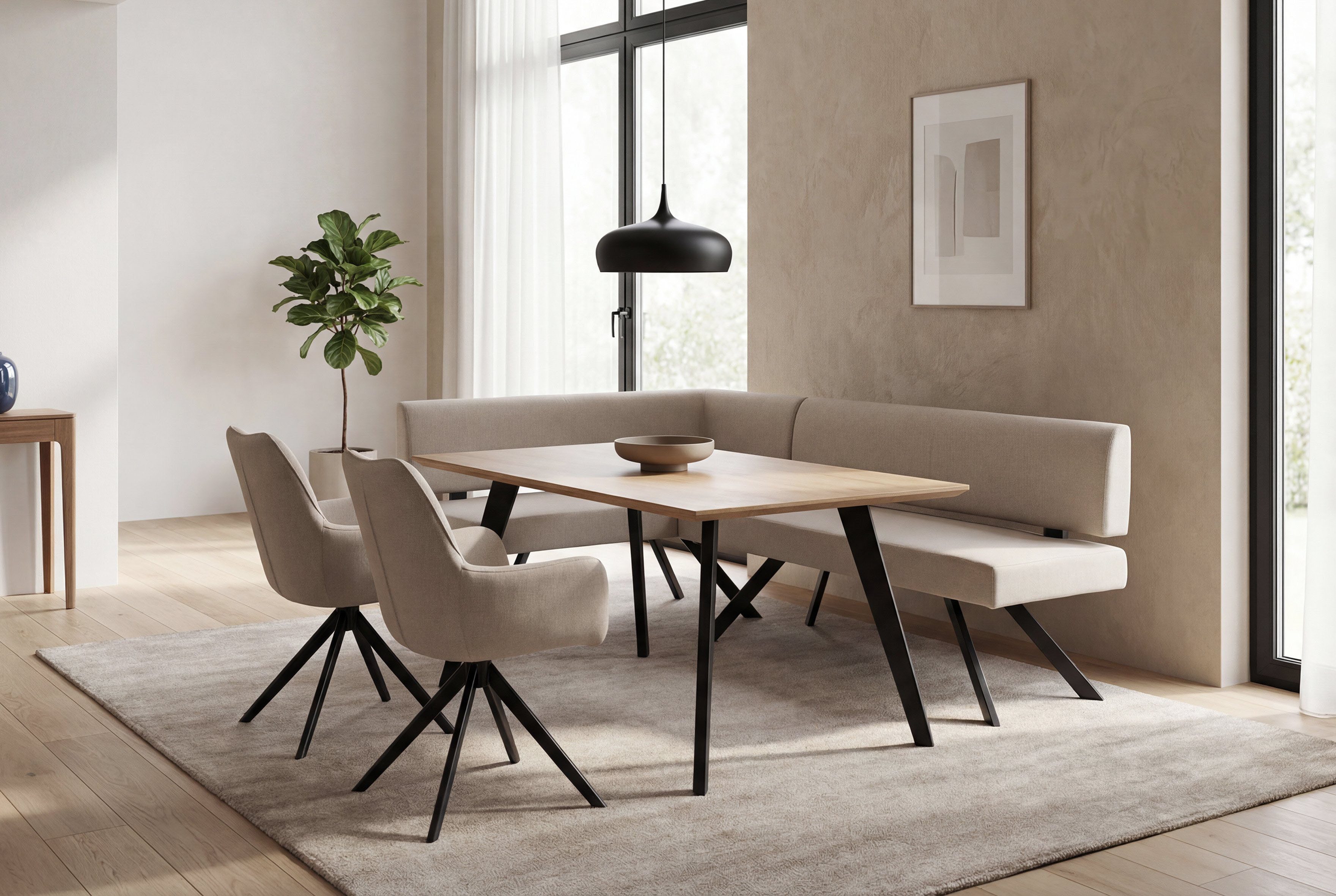 byLIVING Eckbank TORONTO, Webstoff, bis 160 kg, Taschenfederkern, 4-Fußgestell, 3 Sitzplätze