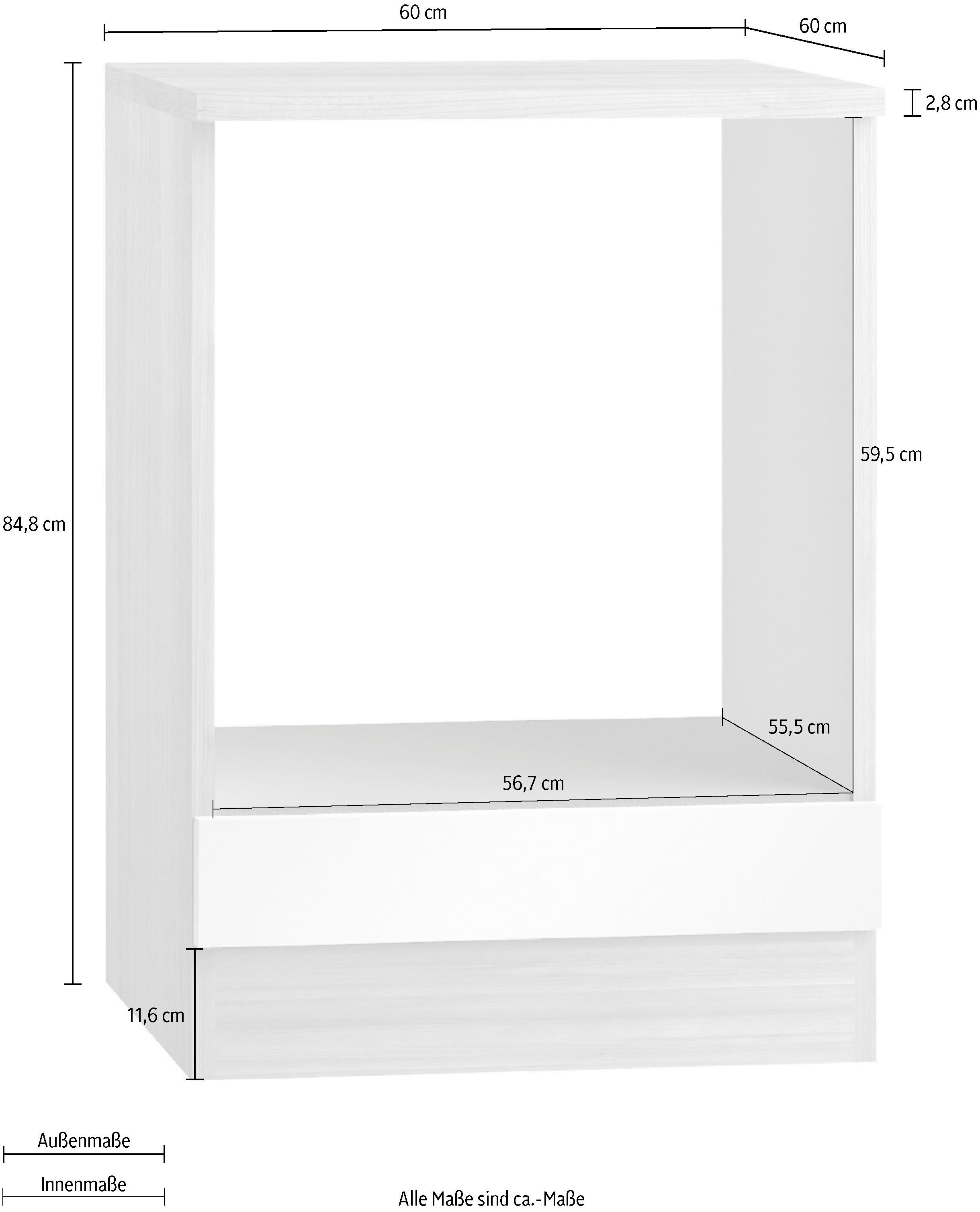 OPTIFIT matt Breite weiß Faro, Herdumbauschrank 60 cm