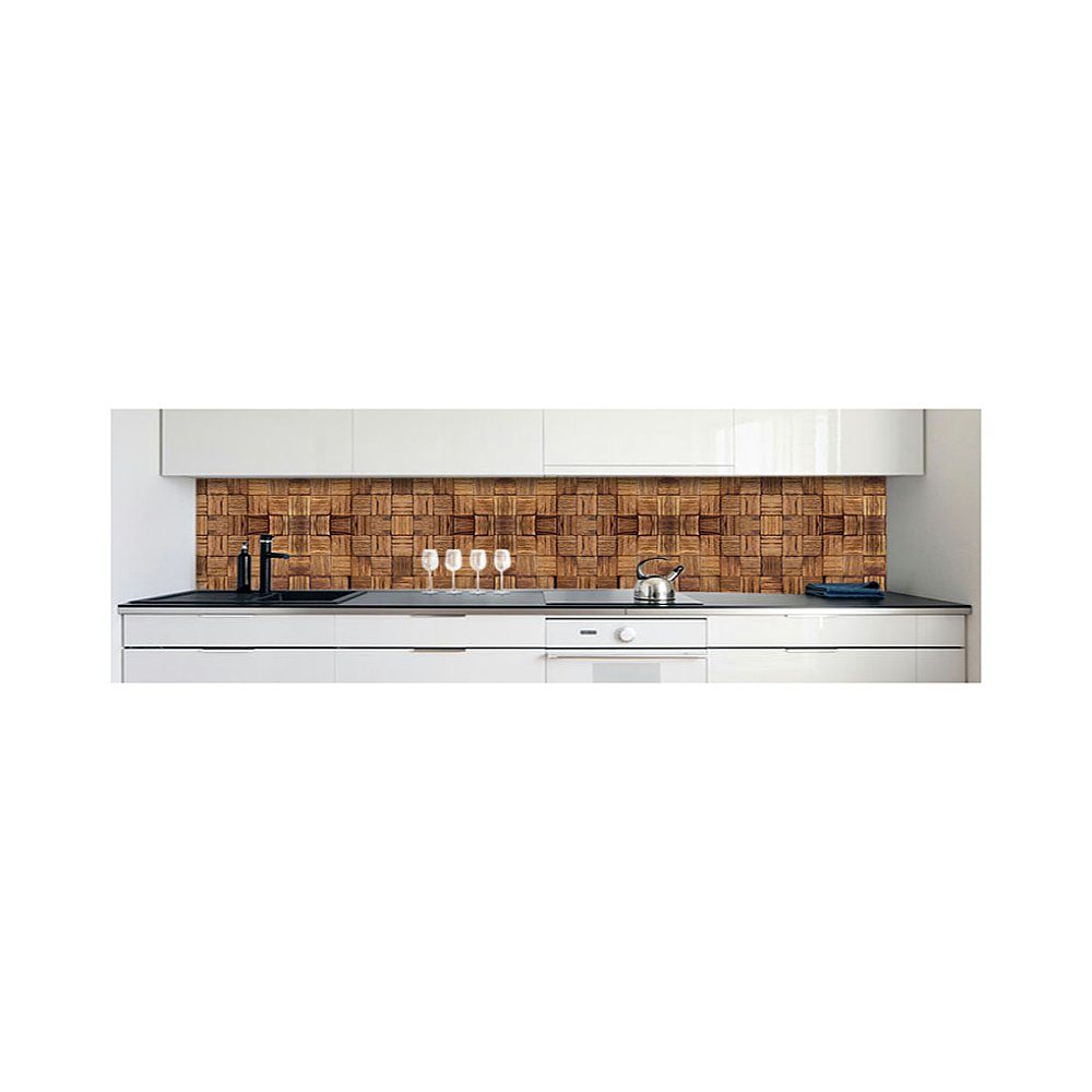 DRUCK-EXPERT Küchenrückwand Premium Panele Küchenrückwand 0,4 Hart-PVC mm Holz selbstklebend