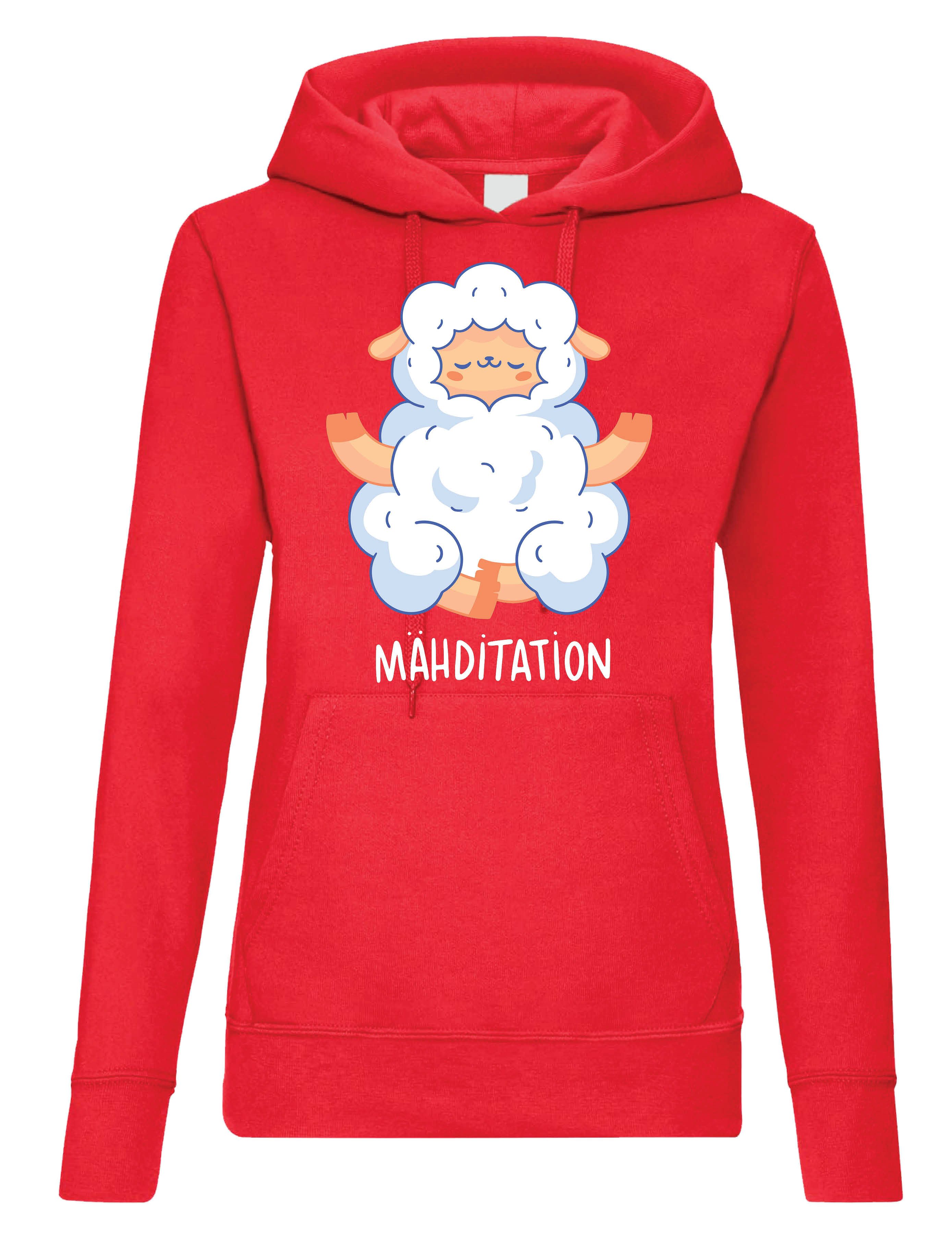 Youth Designz Kapuzenpullover Damen Hoodie Pullover Mähditation mit Schaf zum Entspannen mit modischem Print
