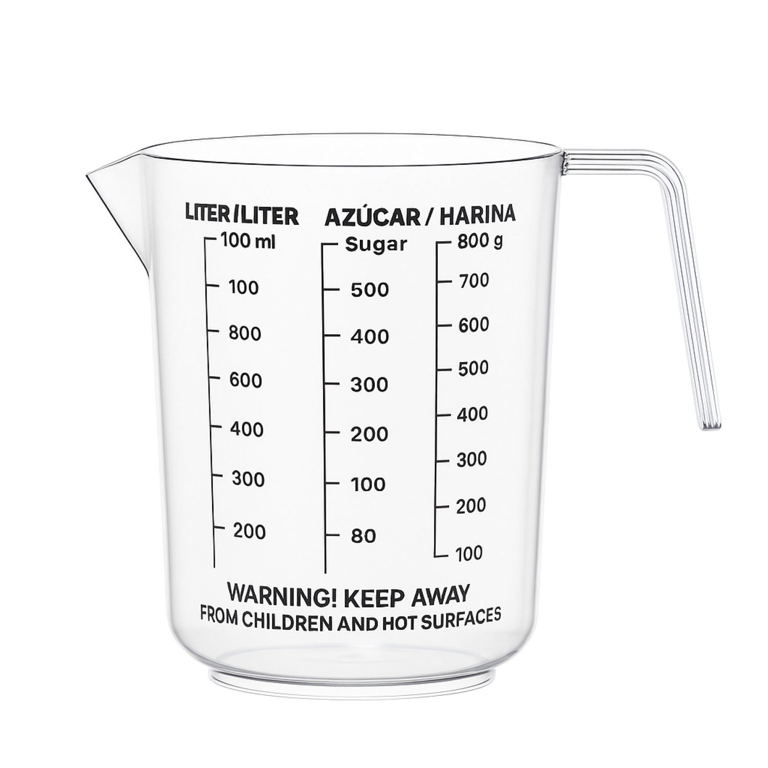 WestCraft Мерные стаканы 1 Liter Мерные стаканы aus Kunststoff 1000ml Fassungsvermögen, Transparent, Kunststoff (PP, SAN – BPA-frei), (1-St), Transparenter 3-in-1 Мерные стаканы mit Zucker- & Mehlskala