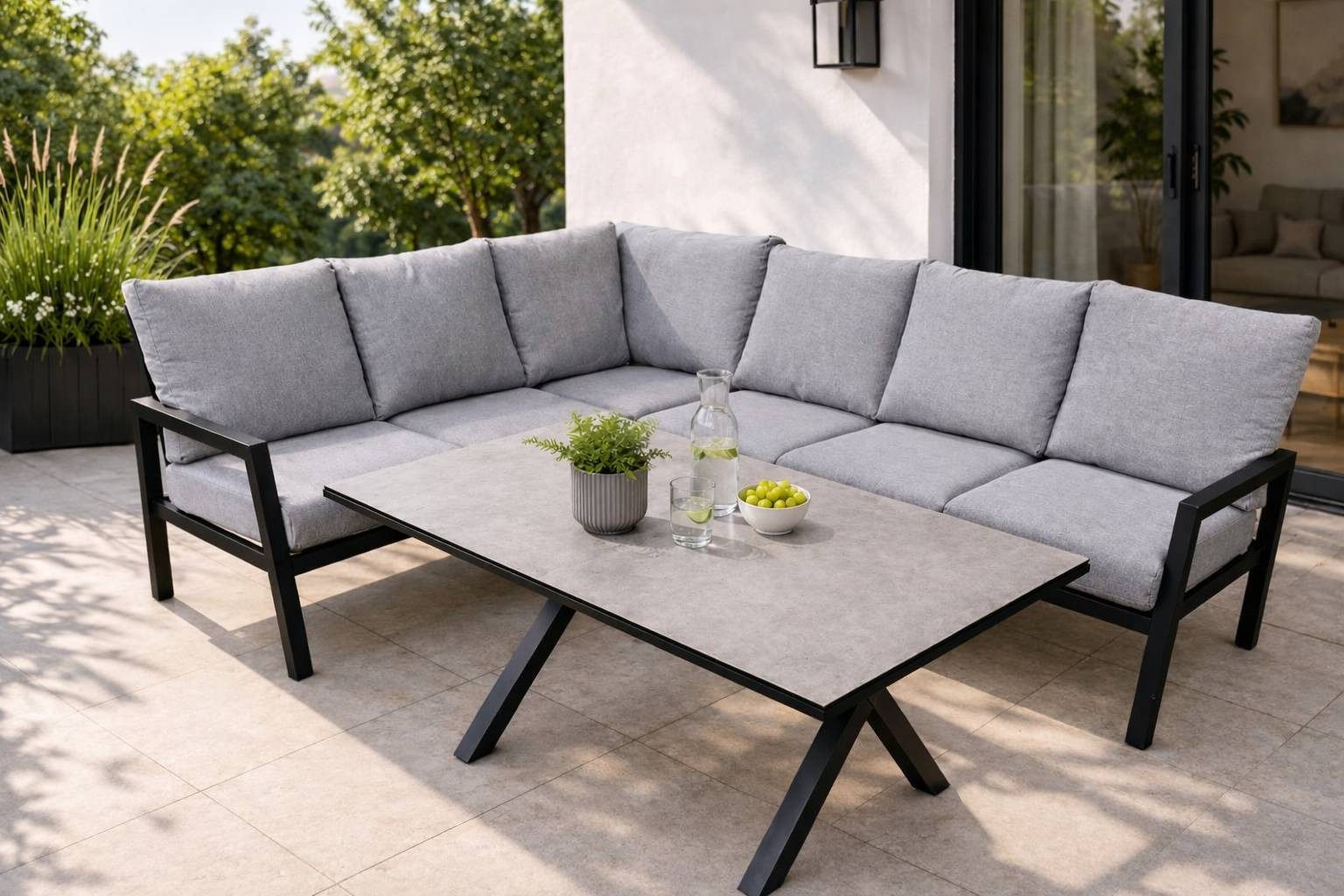 TEICO GROUP Gartenlounge-Set Gartenmöbel Lounge Set Aluminium pulverbeschichtet Anthrazit
