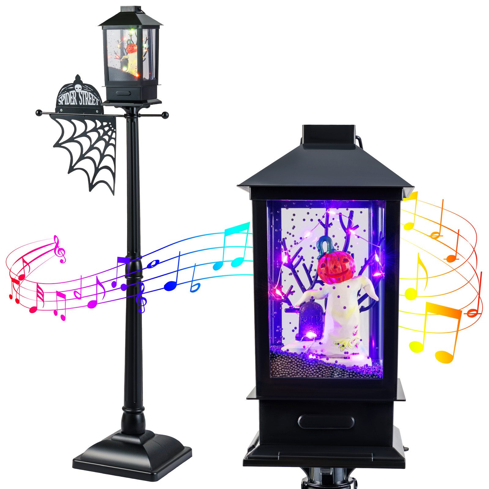 COSTWAY Dekoobjekt, 155 cm Halloween Deko mit 6-farbigen LED-Leuchten