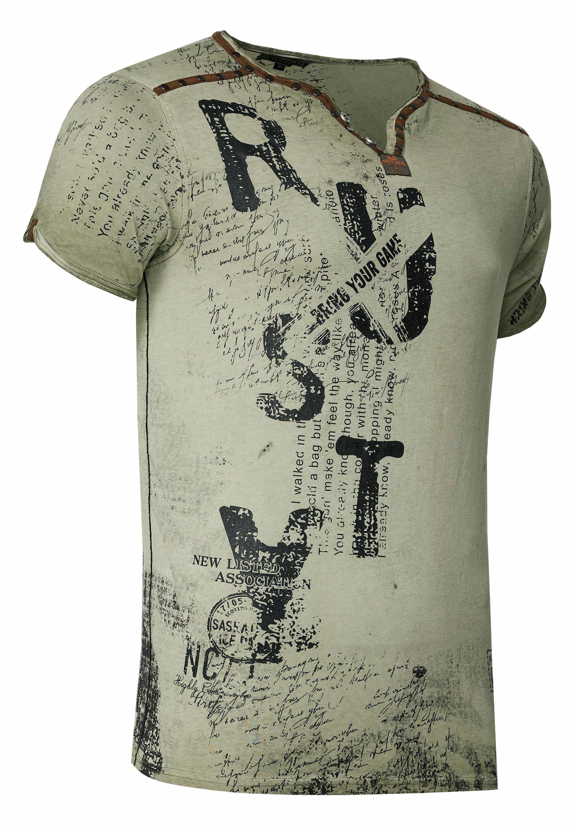 Rusty Used-Look khaki Neal T-Shirt im