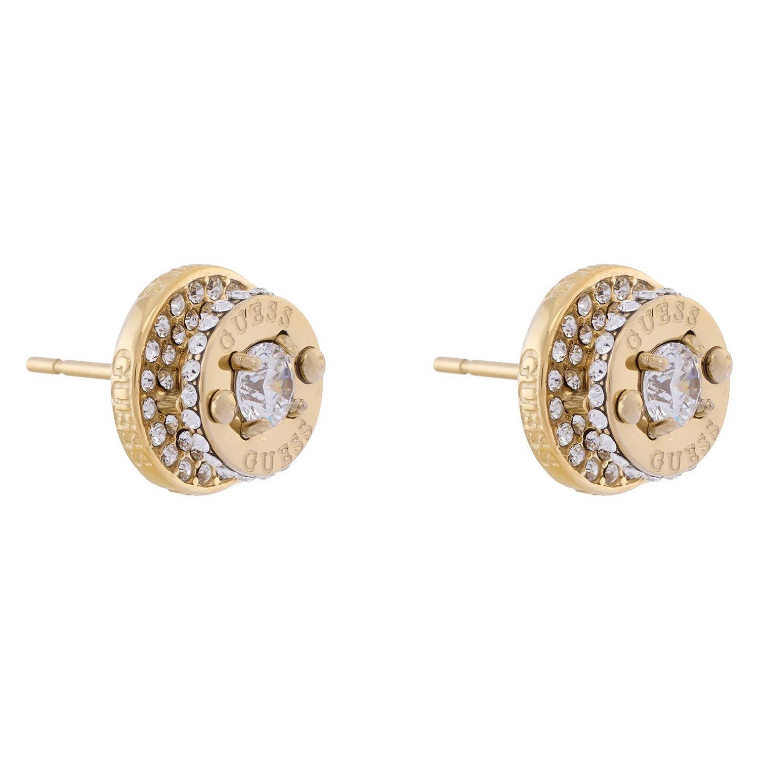 Guess Paar Серьги-гвоздики Damen-Coin Pave Goldfarben