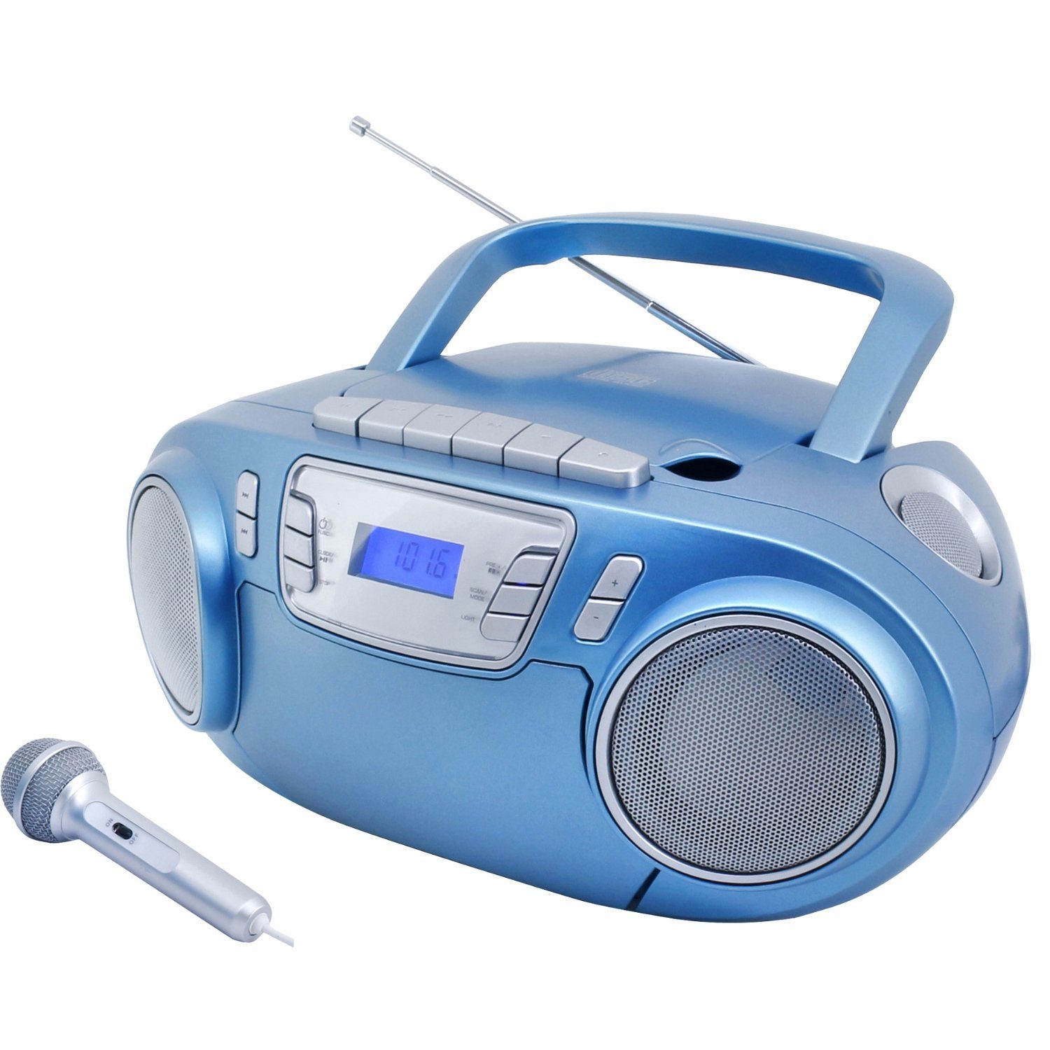 SCD5800BL CD-Player Kassettenrekorder tragbar LED USB Mikrofon Karaoke CD-Radiorecorder