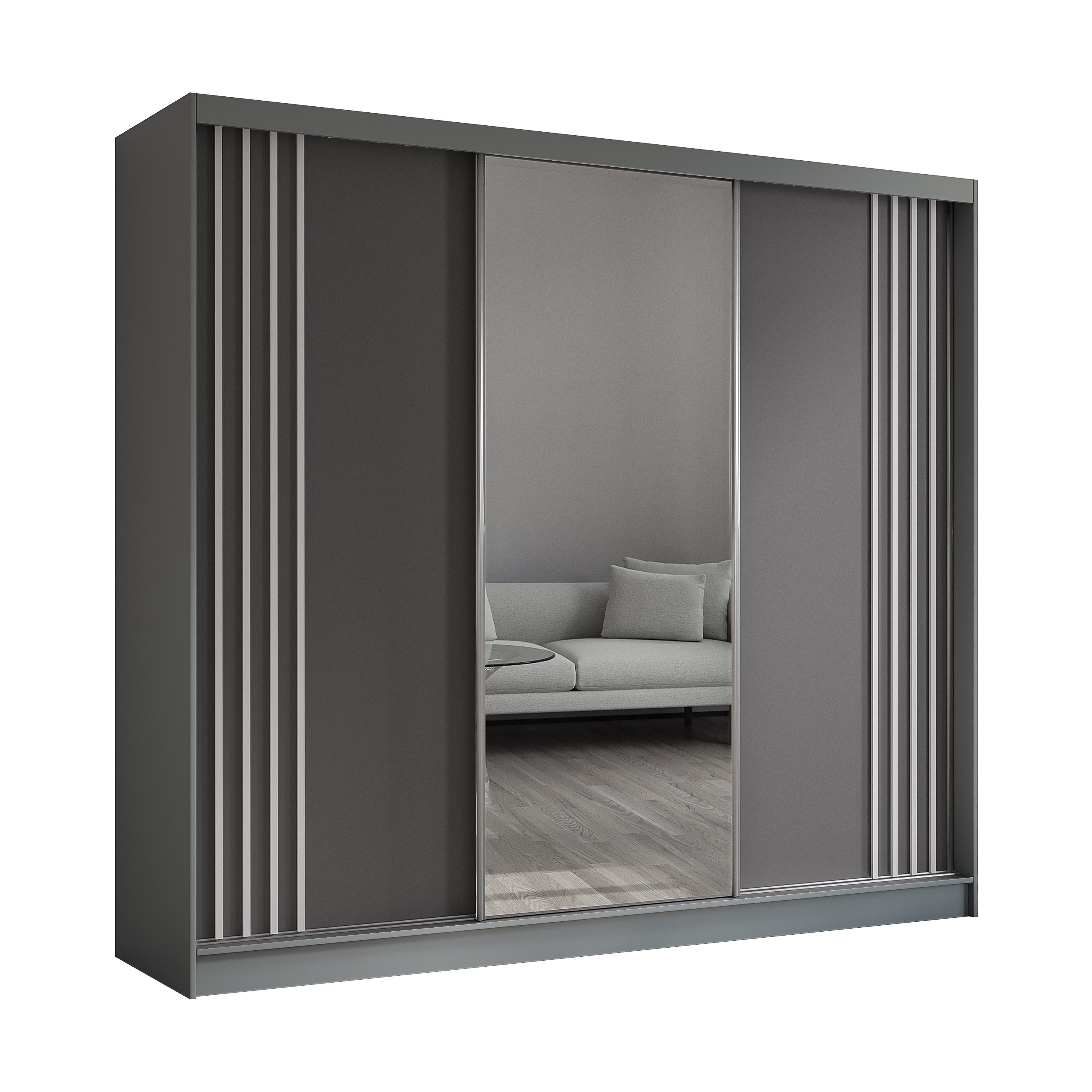 Beautysofa Schiebetürenschrank NELA II mit Spiegel, mit Lamellen, mit Schubladen