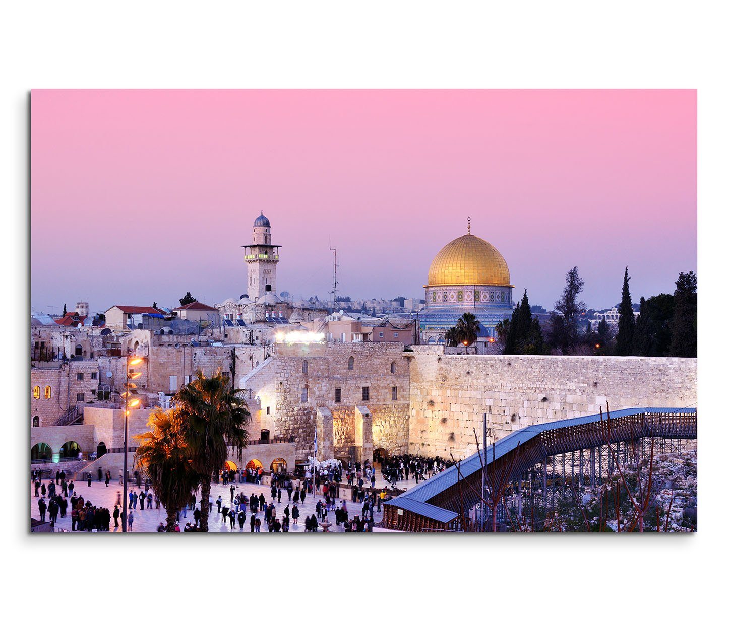 Leinwandbild 120x80cm Wandbild Israel Jerusalem Dom Stadt Menschen