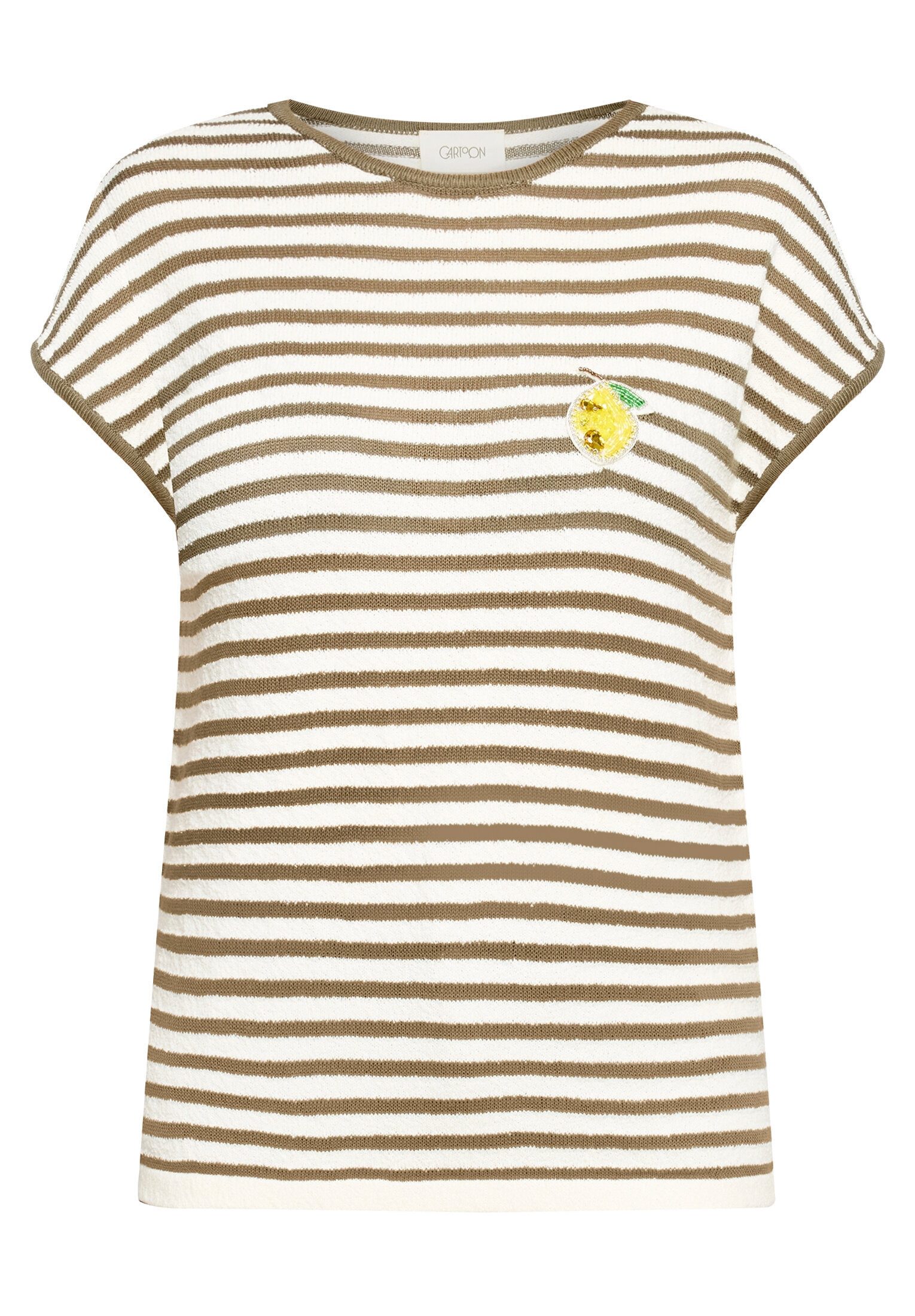 Cartoon Kurzarmshirt Damen mit Streifen (1-tlg)