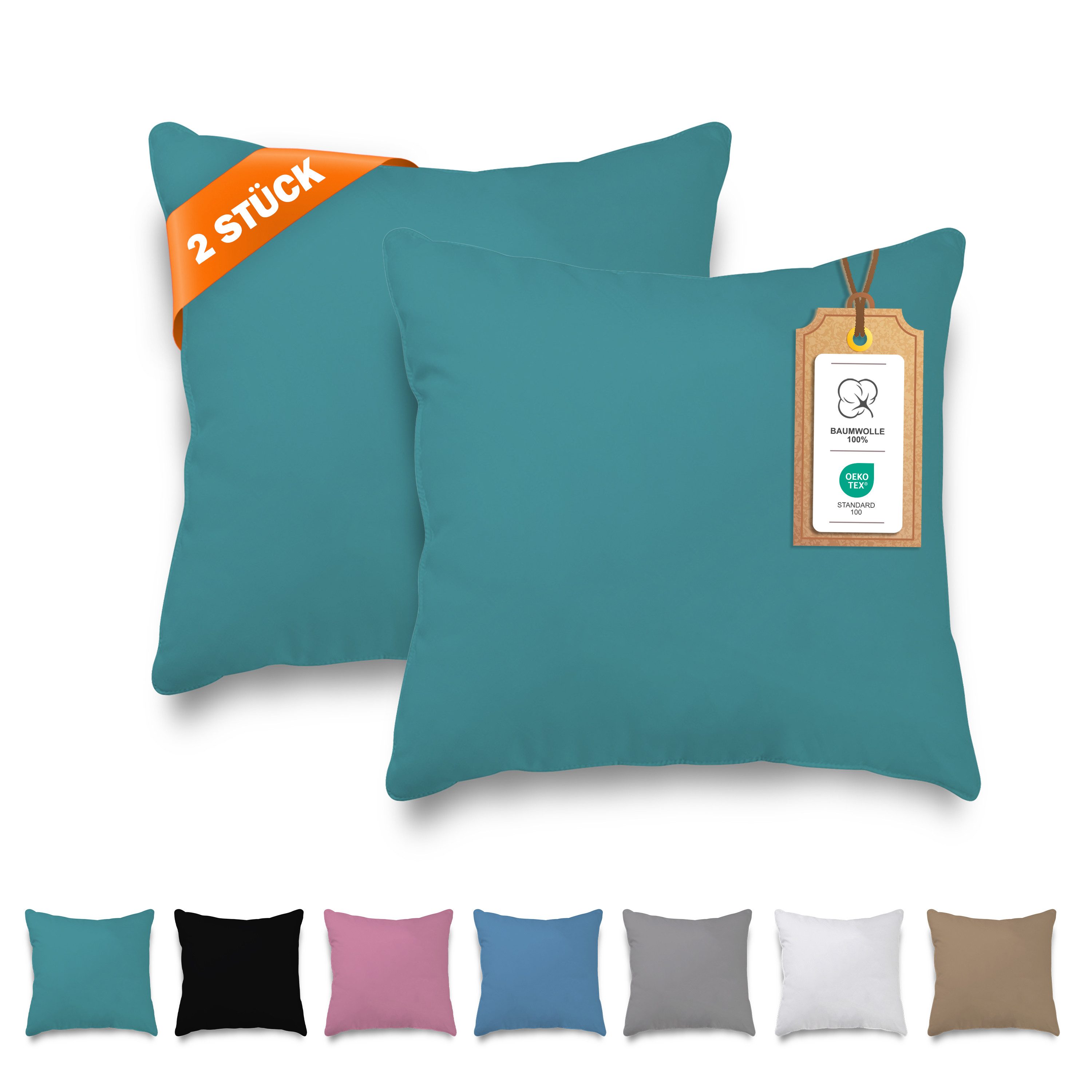 Veluna Home Kissenbezüge 100% Baumwolle(2er-Set) Renforcé Kissenbezug mit R günstig online kaufen