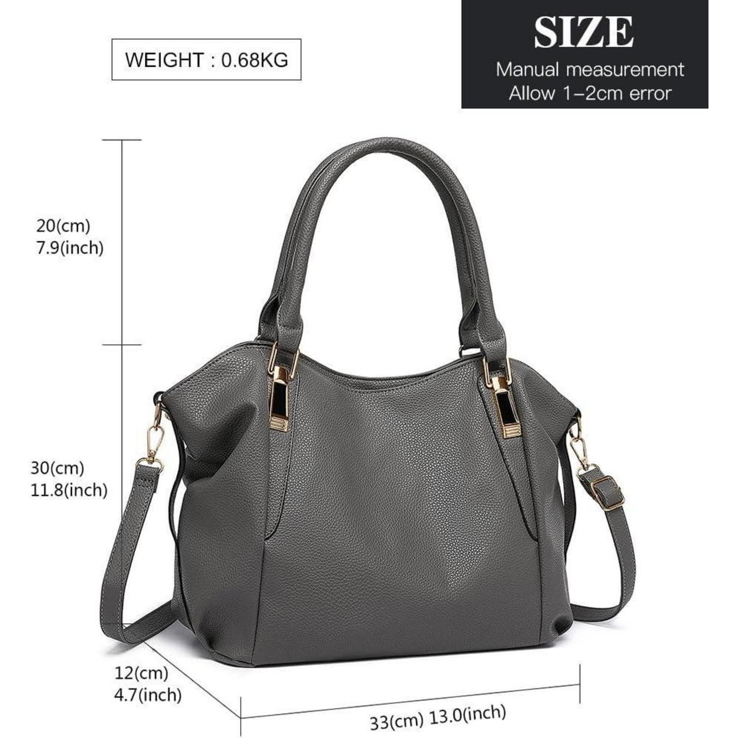 LuxusKollektion Henkeltasche Damen Handtasche Groß Shopper Tote Bag PU Leder Dunkelgrau