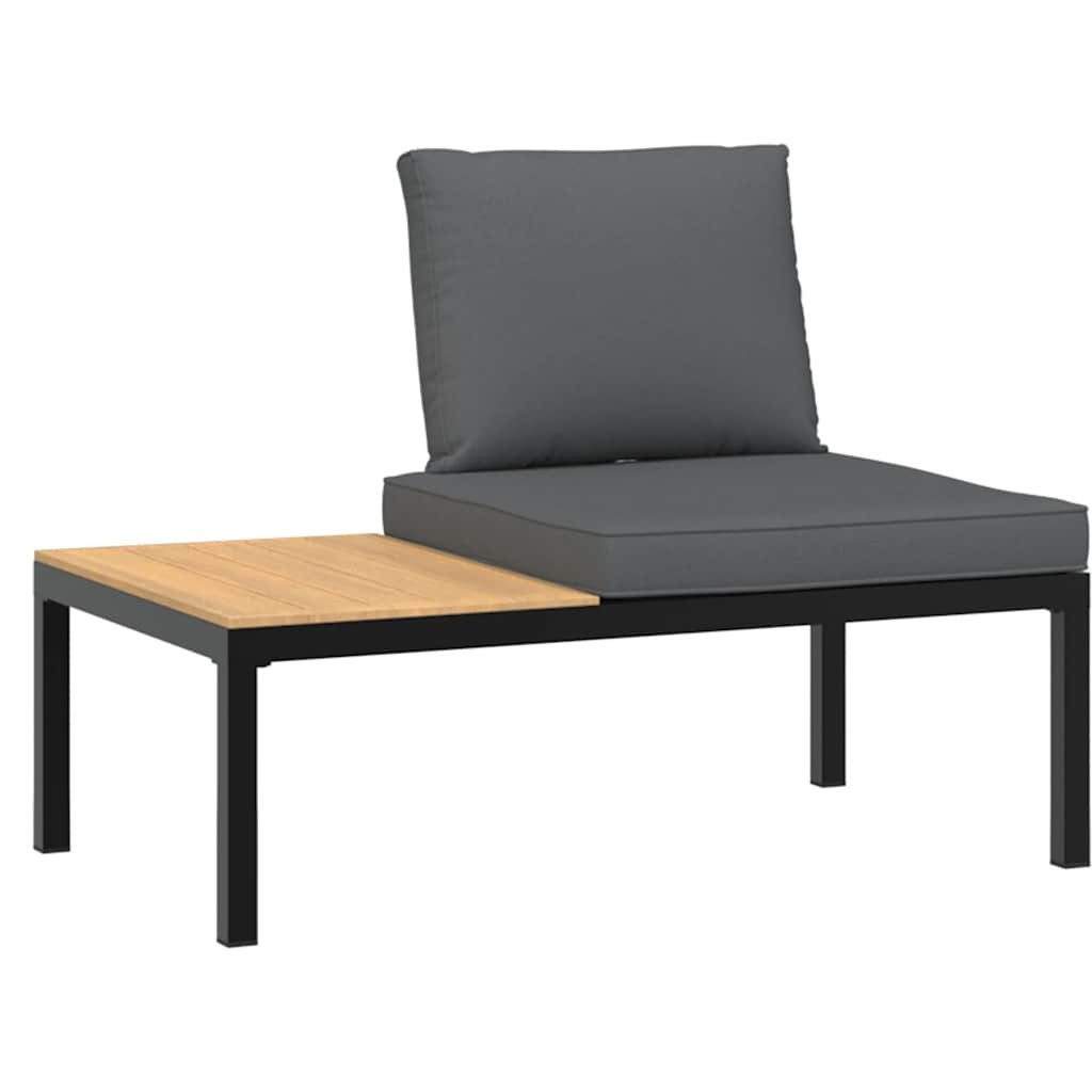 vidaXL Gartenbank Gartenbank mit Kissen Schwarz Aluminium (1-St)