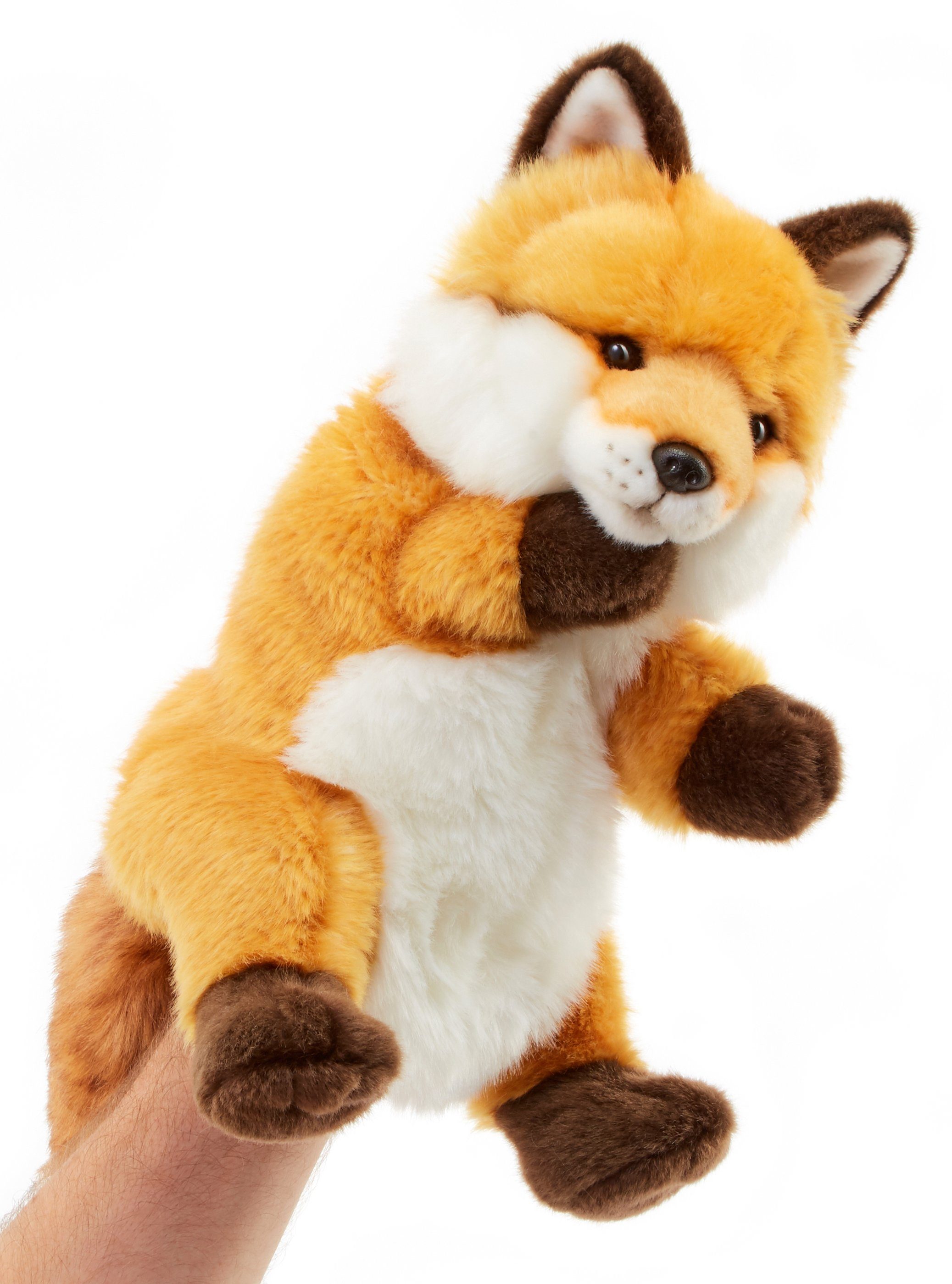 Uni-Toys Kuscheltier Handpuppe Rotfuchs - 28 cm (Höhe) - Plüsch-Fuchs, Plüschtier, zu 100 % recyceltes Füllmaterial