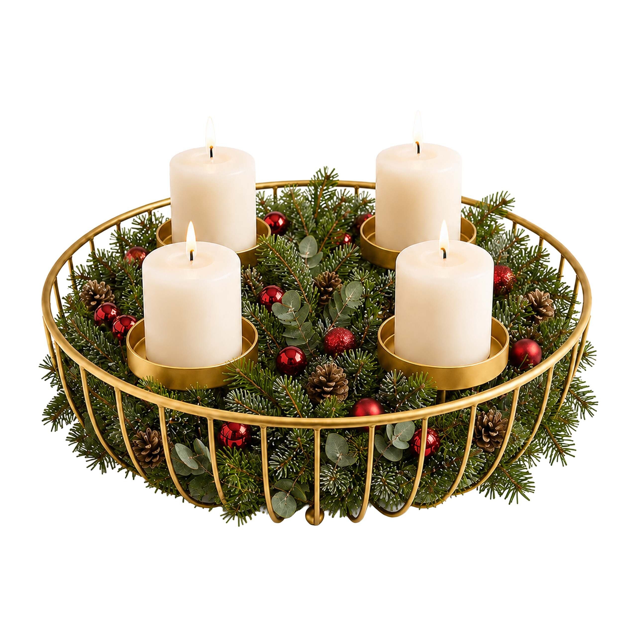 relaxdays Adventskranz Metallschale, gold