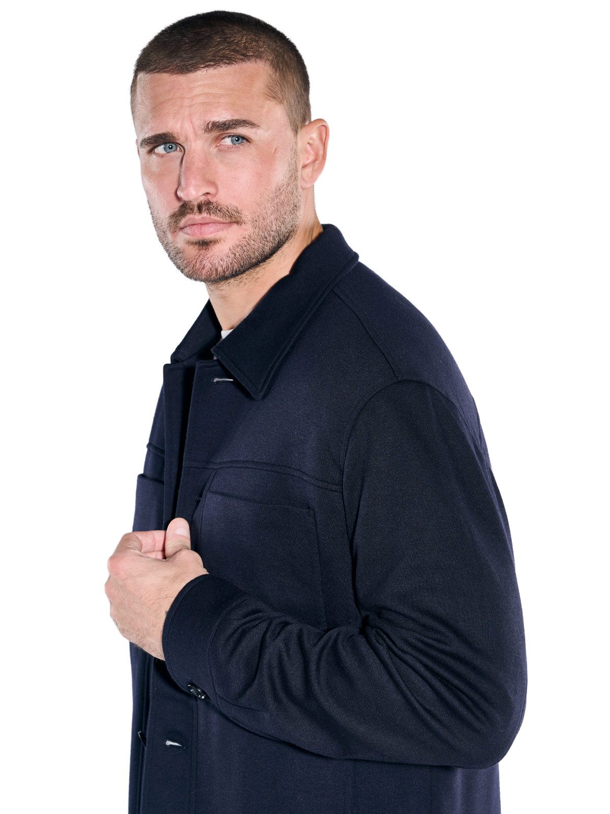 emilio adani Kurzjacke Herren Hemdjacke mit Reverskragen, Saphirblau