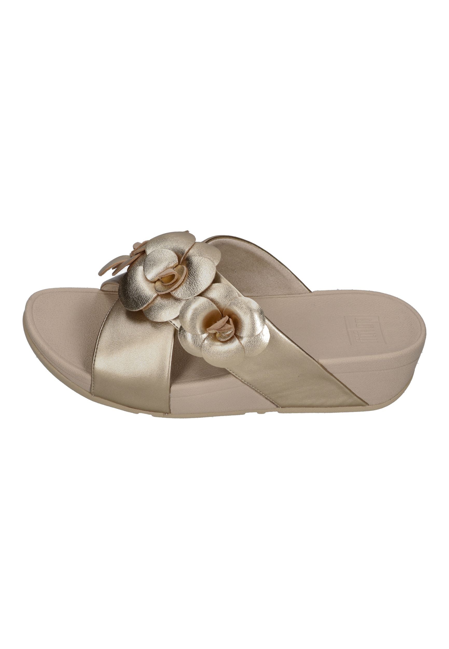 Fitflop LULU FLOWER CROSS SLIDES Pantolette Platino