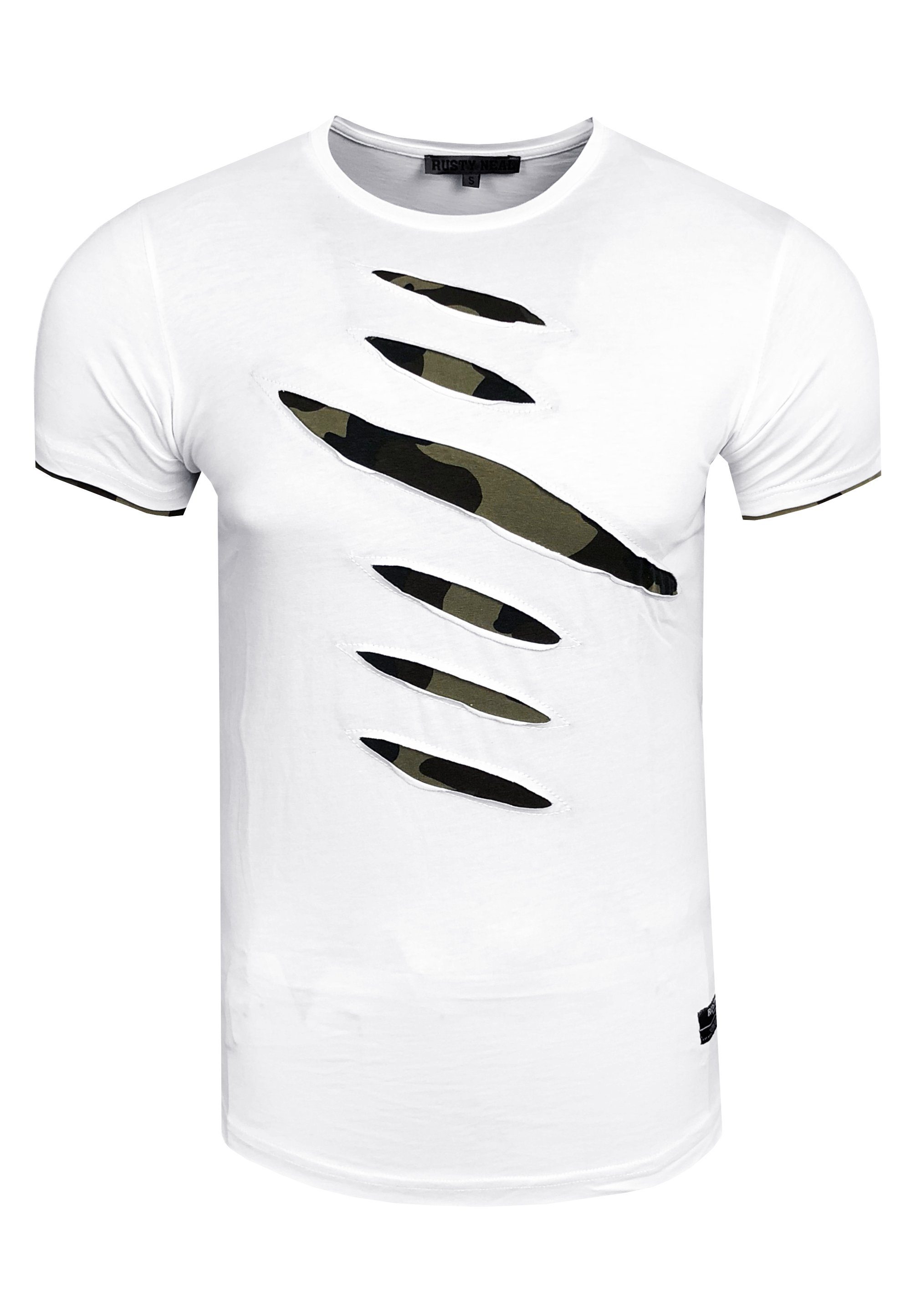 Rusty Neal T-Shirt im weiß trendigen 2-in-1-Design