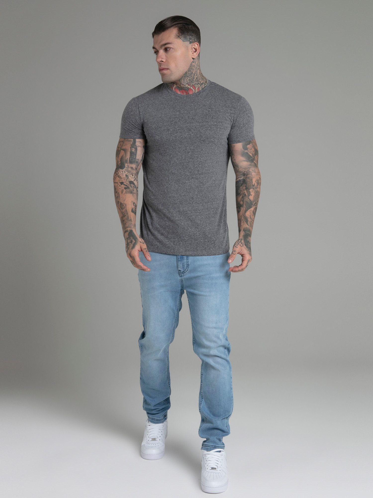 Siksilk T-Shirt SikSilk Herren Dunkelgrau Marl günstig online kaufen