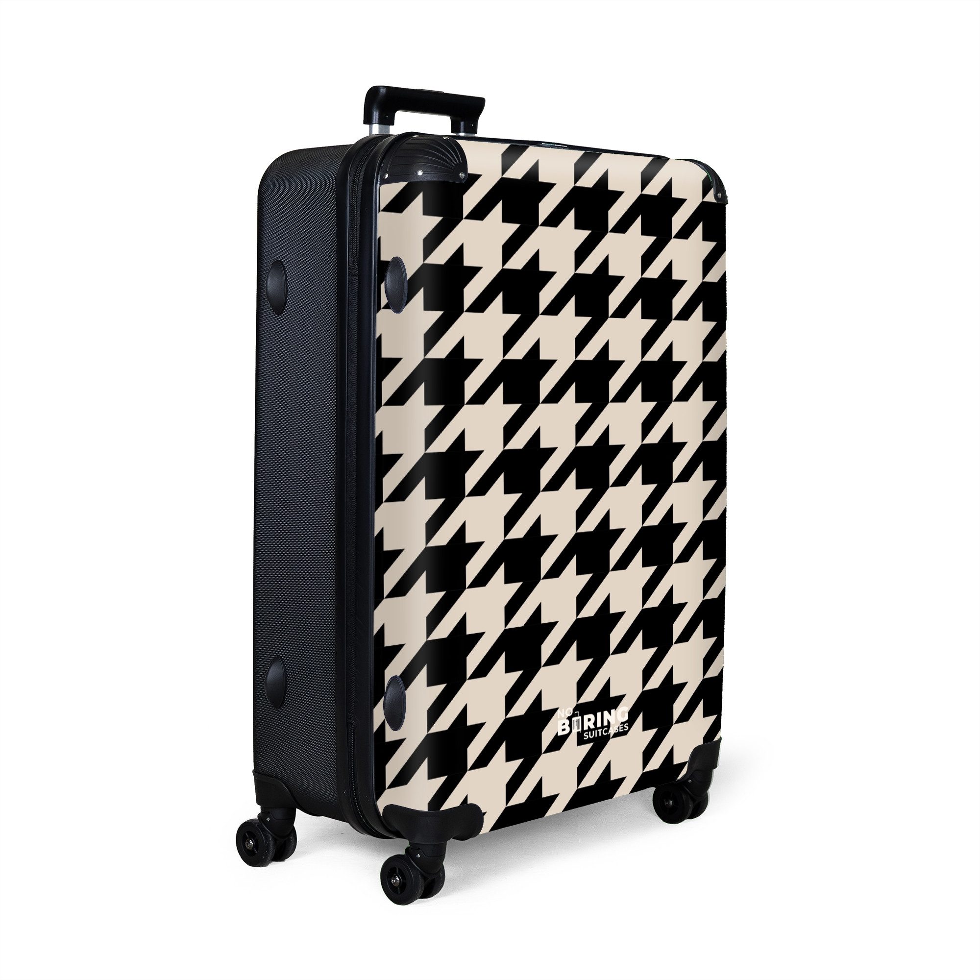 NoBoringSuitcases.com© Hartschalen-Trolley Schwarz-beige Pied de Poule-Must günstig online kaufen