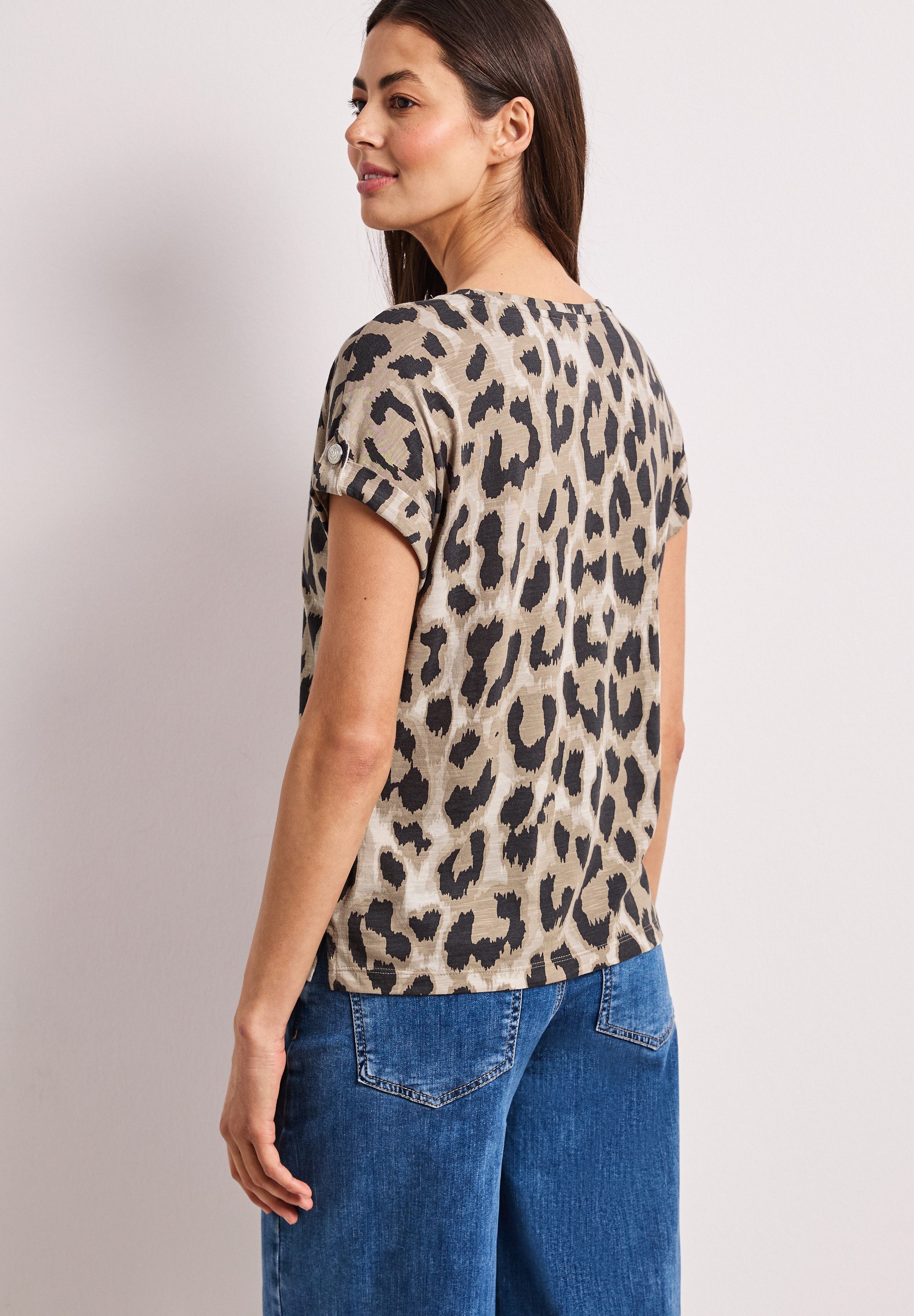 STREET ONE Shirttop Sommershirt mit Leo-Muster