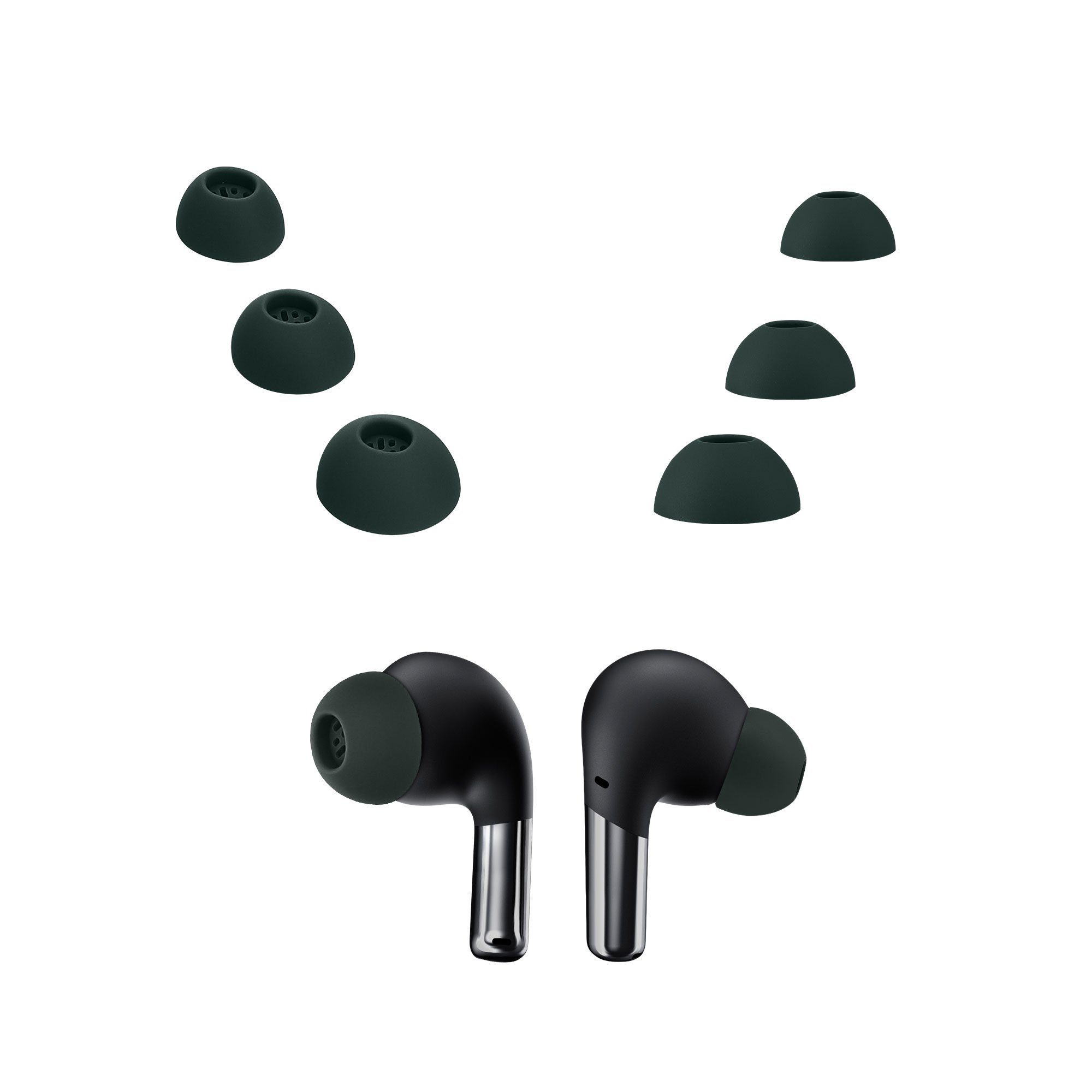 kwmobile 6x Ersatzpolster für Oneplus Polster) - Kopfhörer für Pro Headphones Dunkelgrün Ersatz (Silikon Ohrpolster Ohrpolster 2 Buds In-Ear