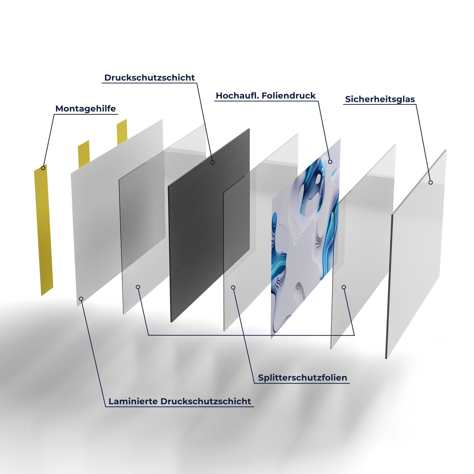 Küchenrückwand Farblamellen', Spritzschutz Badrückwand DEQORI 'Digitale Herdblende Glas