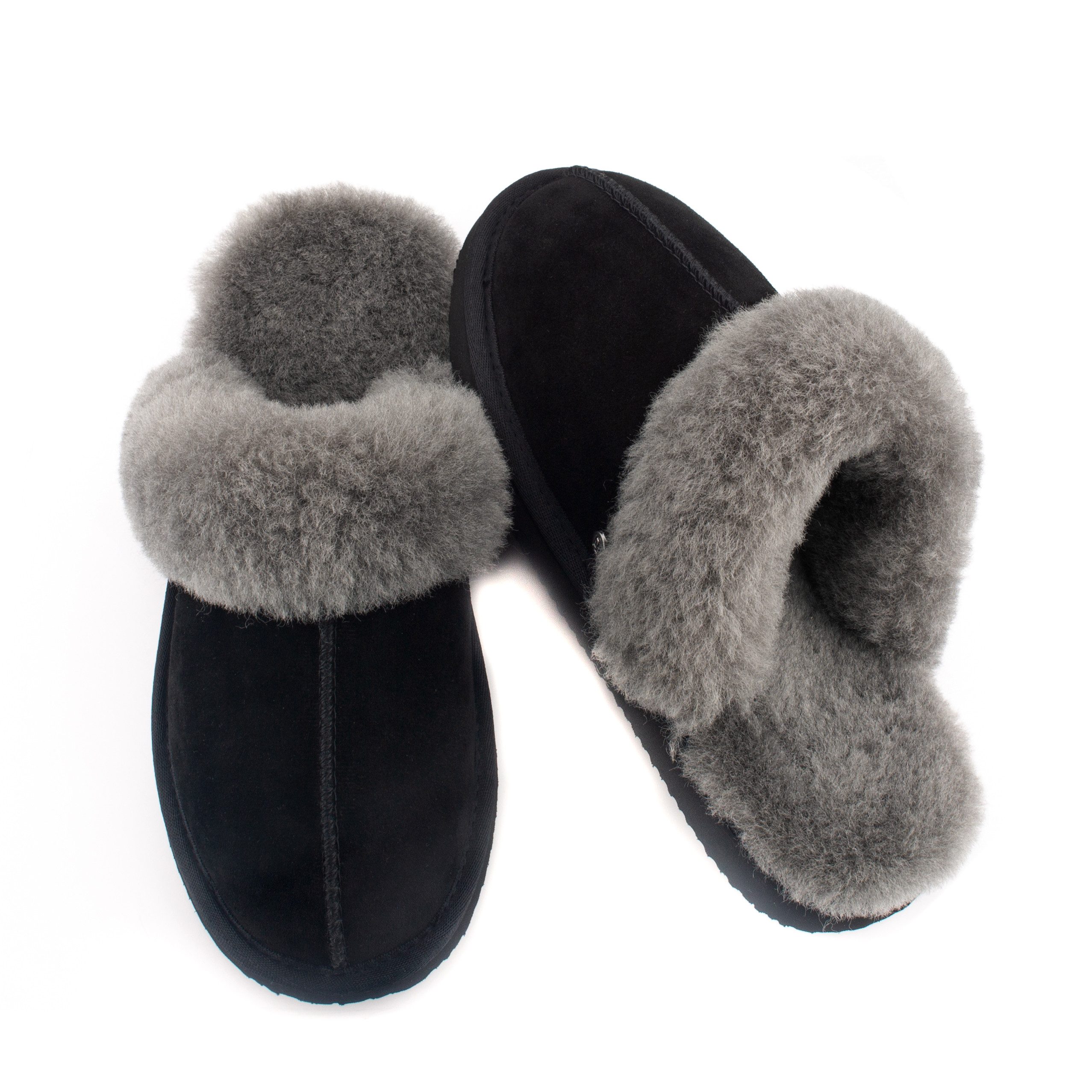 Parfeying Damen Pantoffeln Slipper aus luxuriösem australischem Lammerfell Plüsch Hausschuhe echtem weicher Merinowolle 100% natürliche Materialien