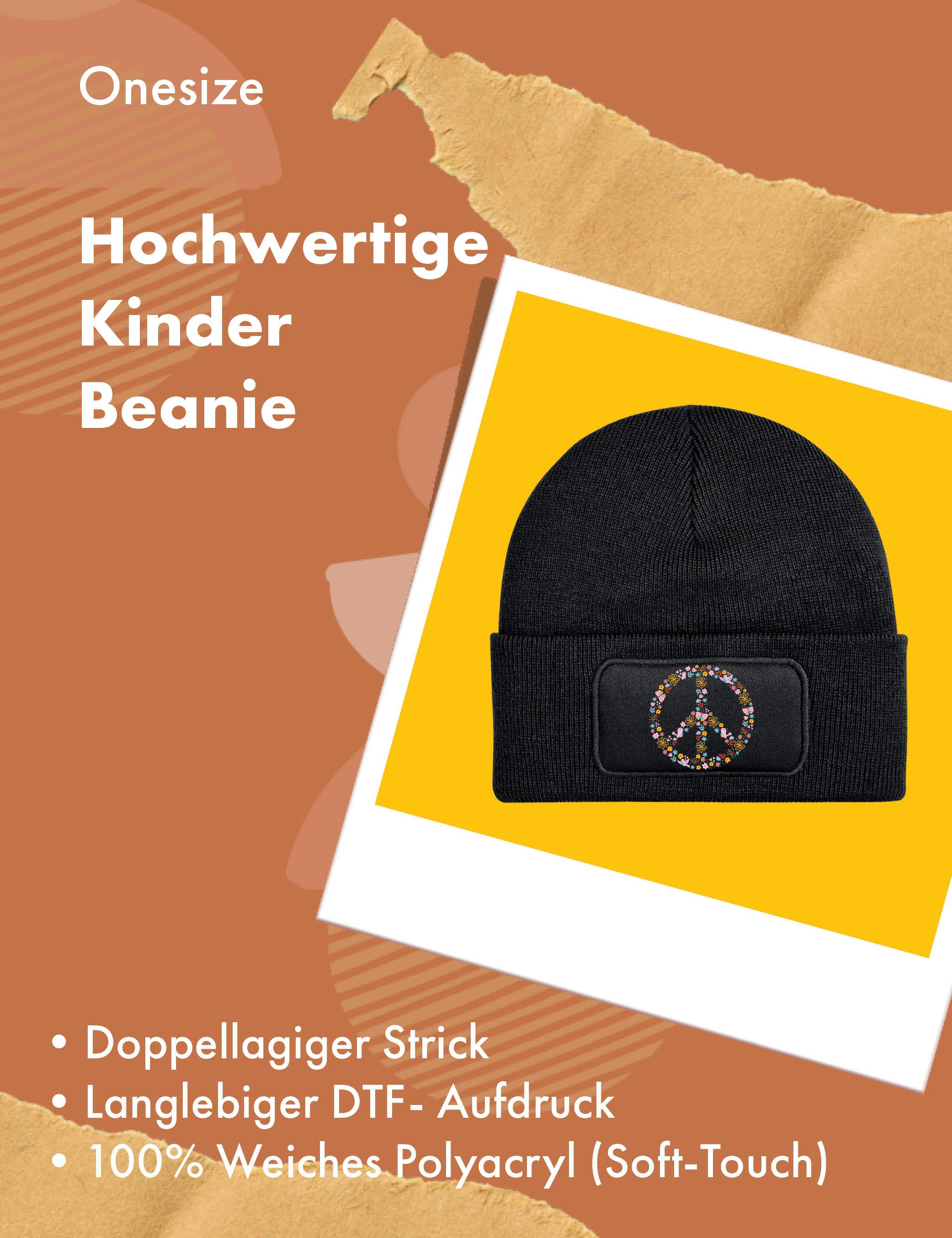 Youth Designz Beanie Unisex Kinder Beanie Mütze "Peace" Hippies 80/90 Jahre Print Geschenk mit lustigen und stylischen Aufdruck für Jungen und Mädchen Statement