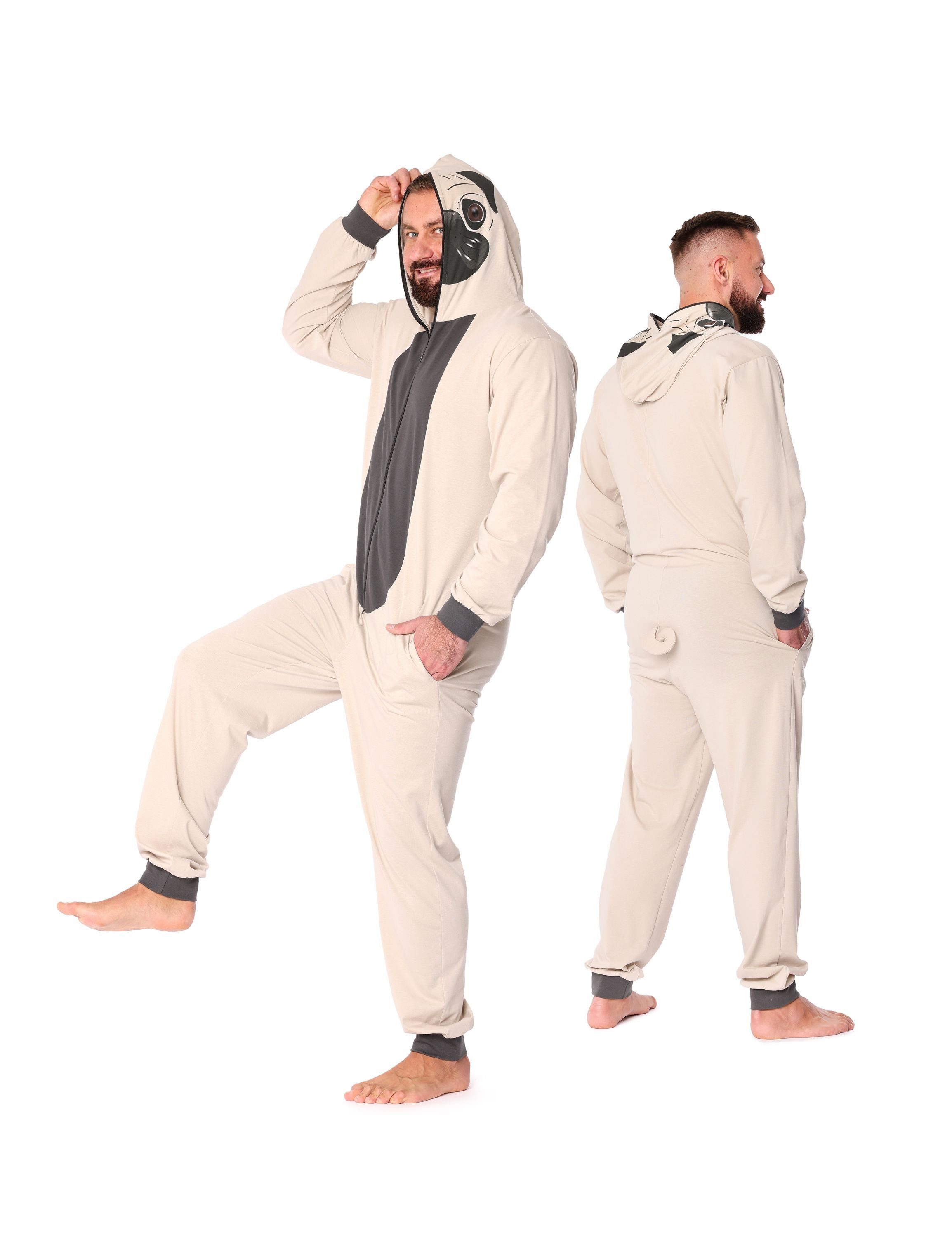 Ladeheid Schlafanzug »Herren Schlafoverall aus Baumwolle Jumpsuit mit  Kapuze LA40-235« ohne