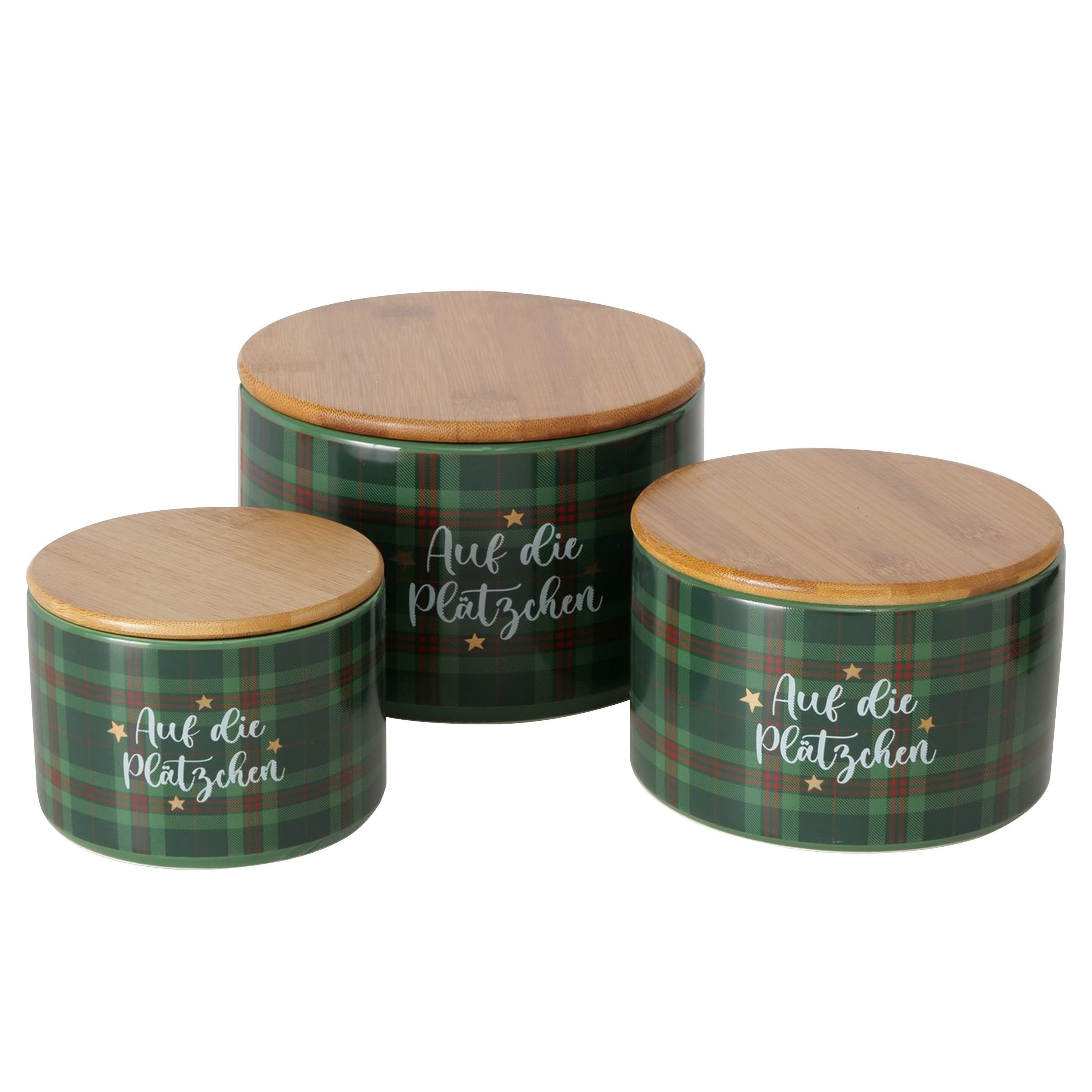 MamboCat Vorratsglas B. 3tlg Set Gebäcksdosen Windsor "Auf die Plätzchen" - 2023404, Steingut. € 49,99