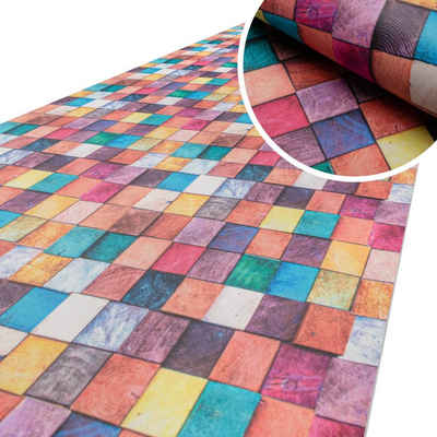 Küchenläufer Küchenläufer Flurteppich Läufer Küche Textil TAREK Mosaik Damier Bunt, ANRO, Rechteckig, Höhe: 3 mm, Textil