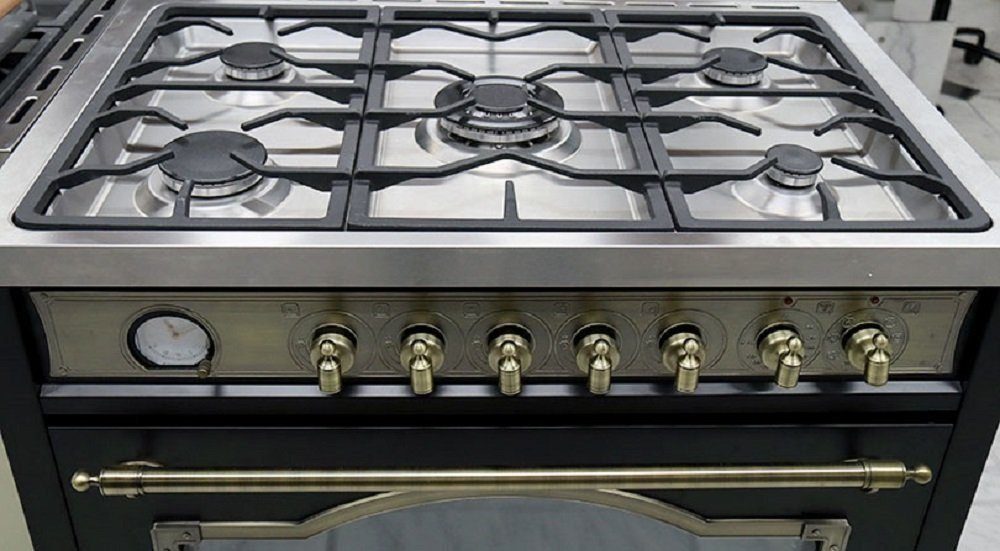Kaiser Küchengeräte Gas-Standherd HGE 93555 Em, mit 1-fach-Teleskopauszug, Retro Gas Elektro Standherd 90 cm Range Coocker