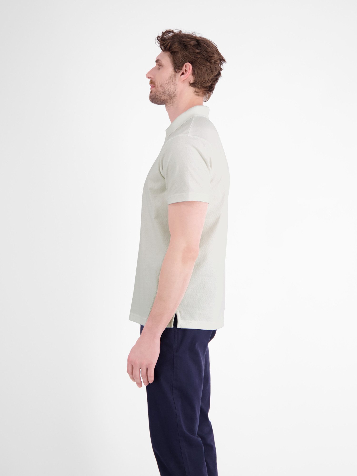 LERROS Poloshirt Modernes Poloshirt mit Jaquard-Muster und knopflosem Kragen