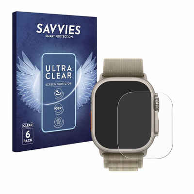 Savvies Schutzfolie für Apple Watch Ultra 2 (49 mm), Displayschutzfolie, 6 Stück, Folie klar
