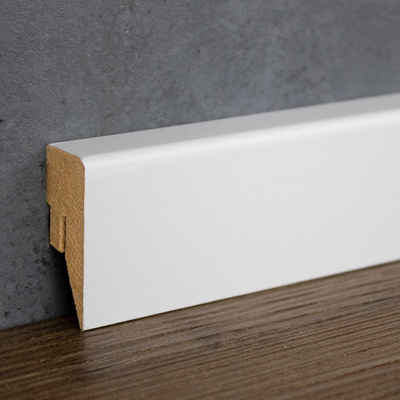 PROVISTON Sockelleiste MDF, 16 x 40 x 2500 mm, Weiß, Fußleiste, MDF foliert