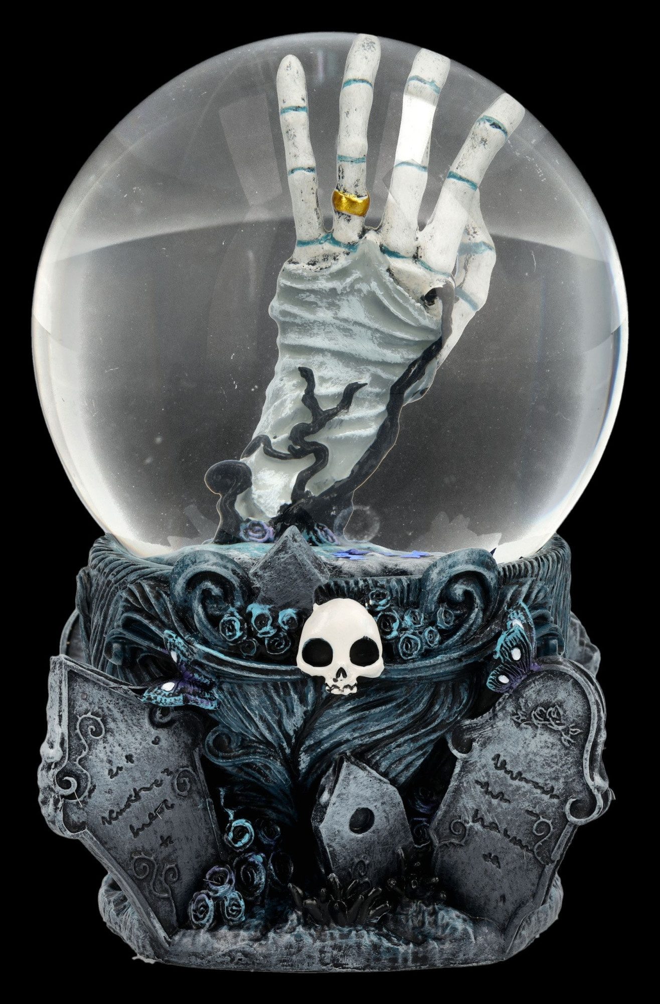 Figuren Shop GmbH Schneekugel Corpse Bride Schneekugel – Emily Skeletthand Horror Deko 15 cm