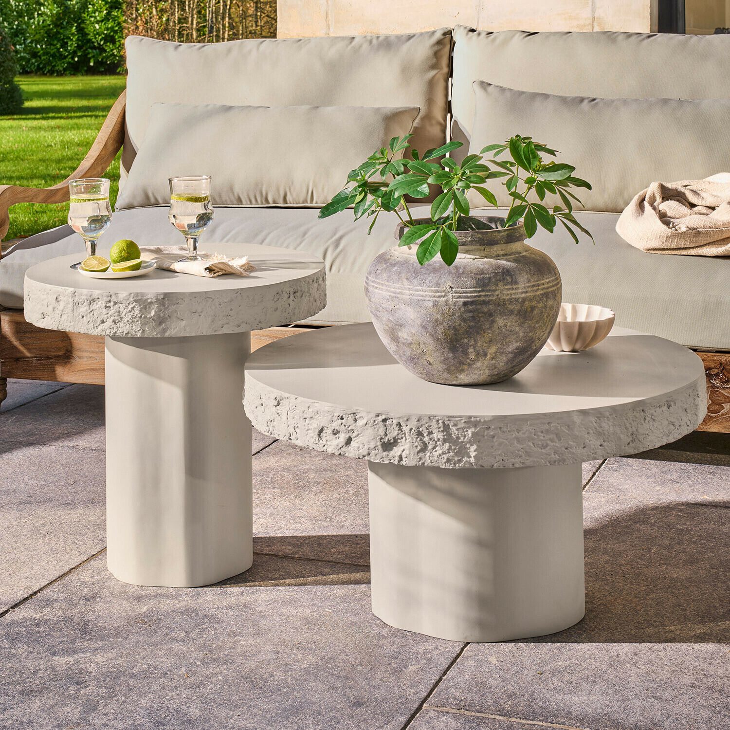 Mirabeau Gartentisch Couchtisch 2er Set Tivoliq antikcreme