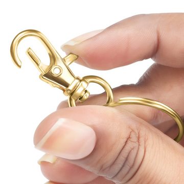 Belle Vous Rundstahlkette Schlüsselanhänger Ringe (180 Stück) für Basteln & Schmuck, Metall, Keychain Rings with Carabiner Hook (180 pcs)